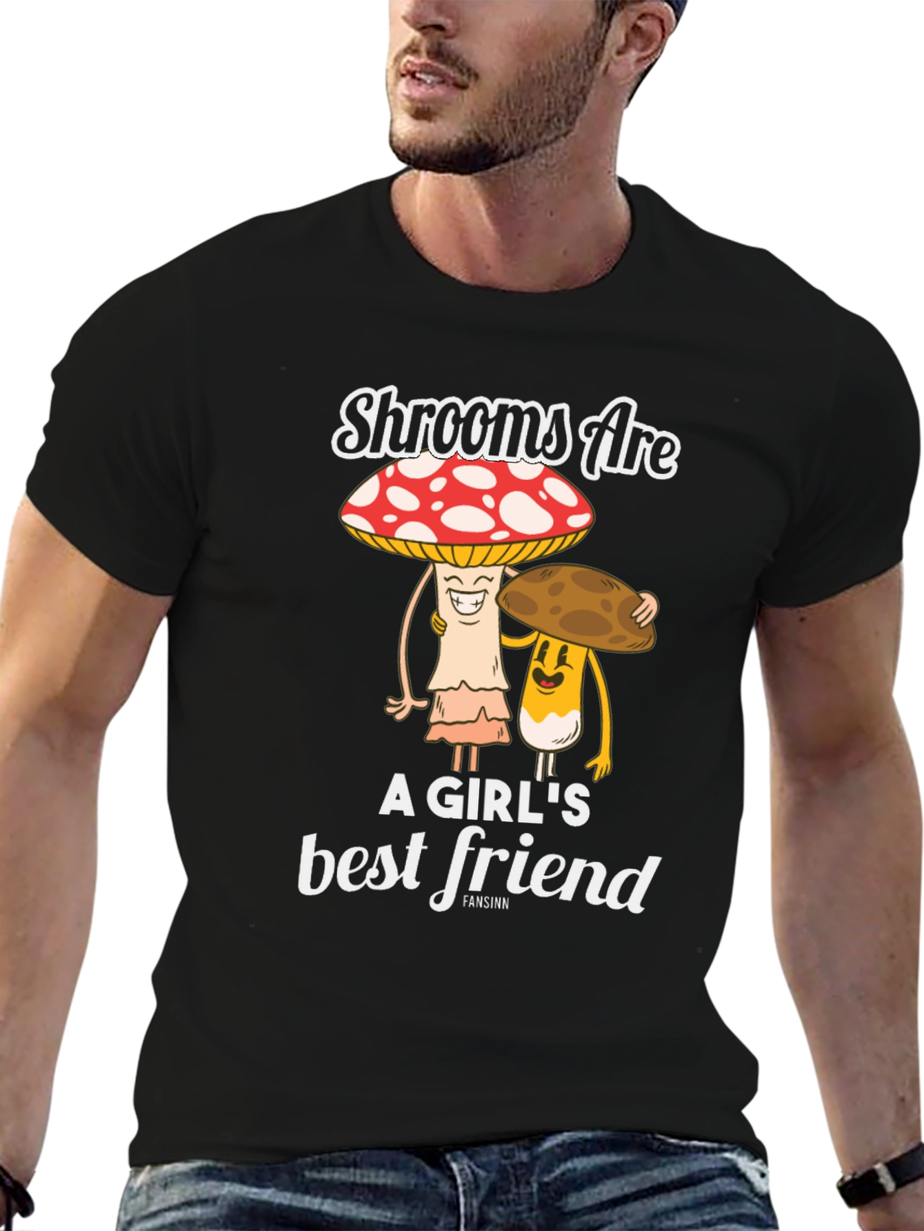 Black Shrooms Are A Girl's Best Friend Funny Mushroom T-Shirt view 6