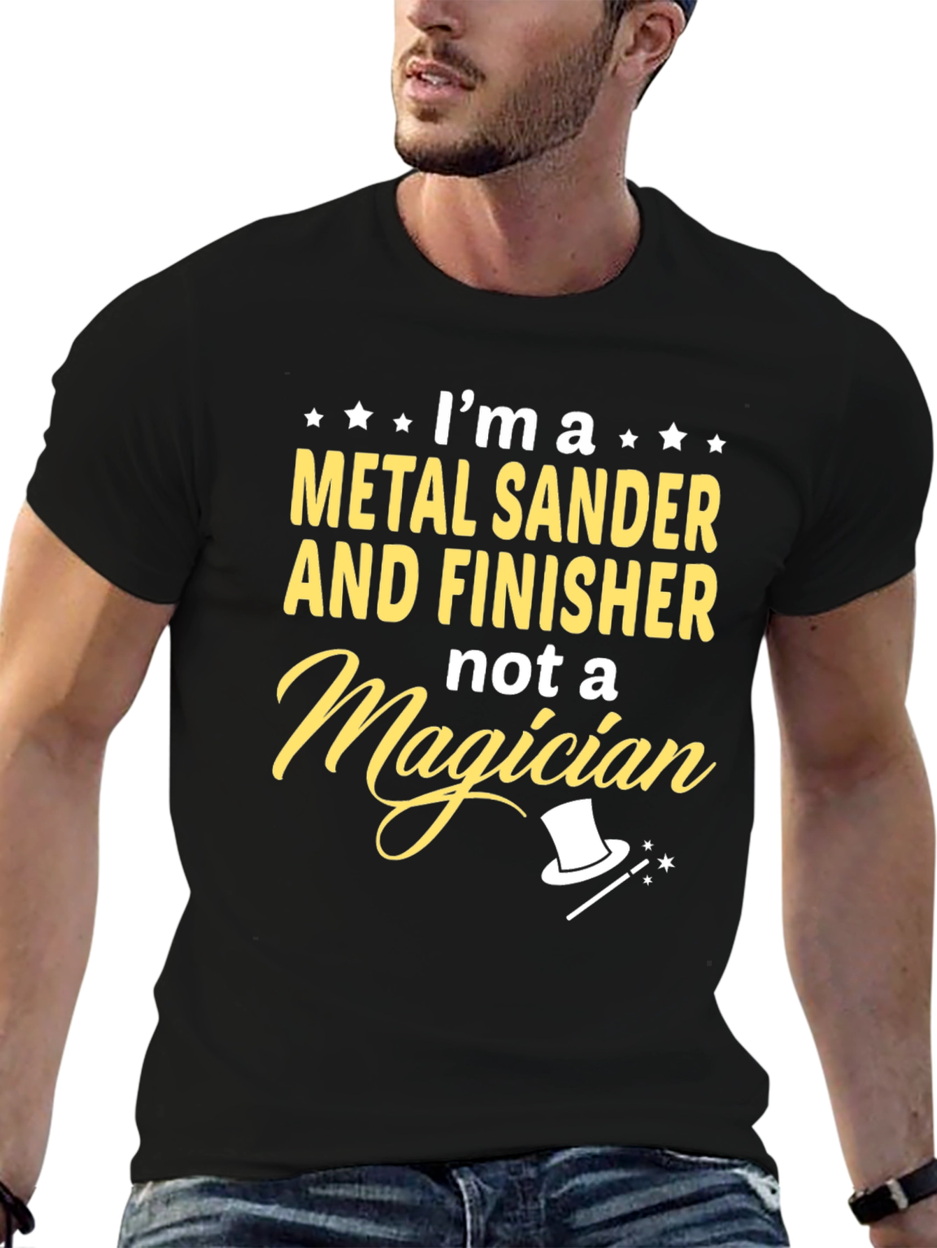 Black Metal Sander Finisher T-Shirt - Funny Work Tee view 6