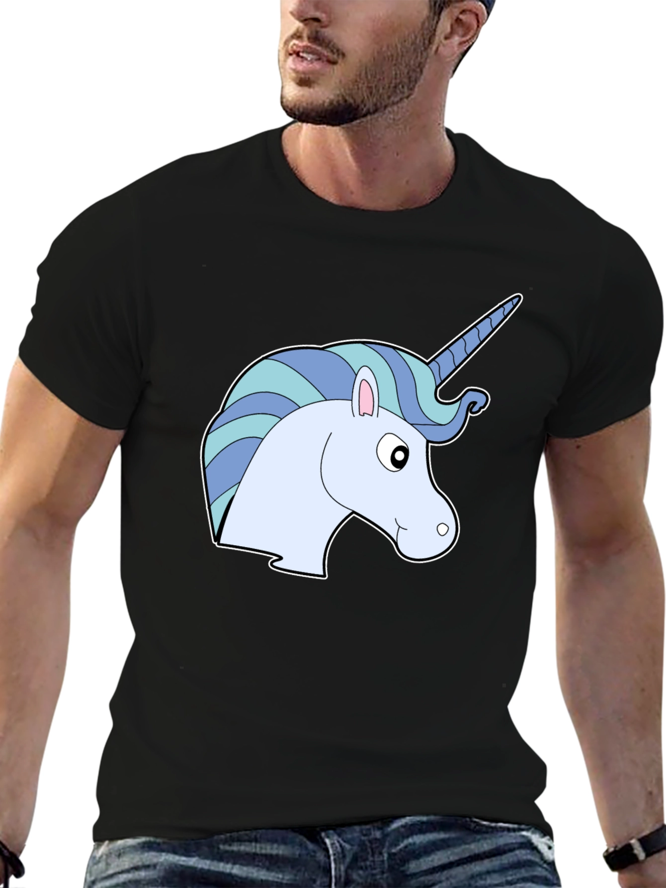 Black Unicorn Graphic Tee - Men's Black T-Shirt view 6