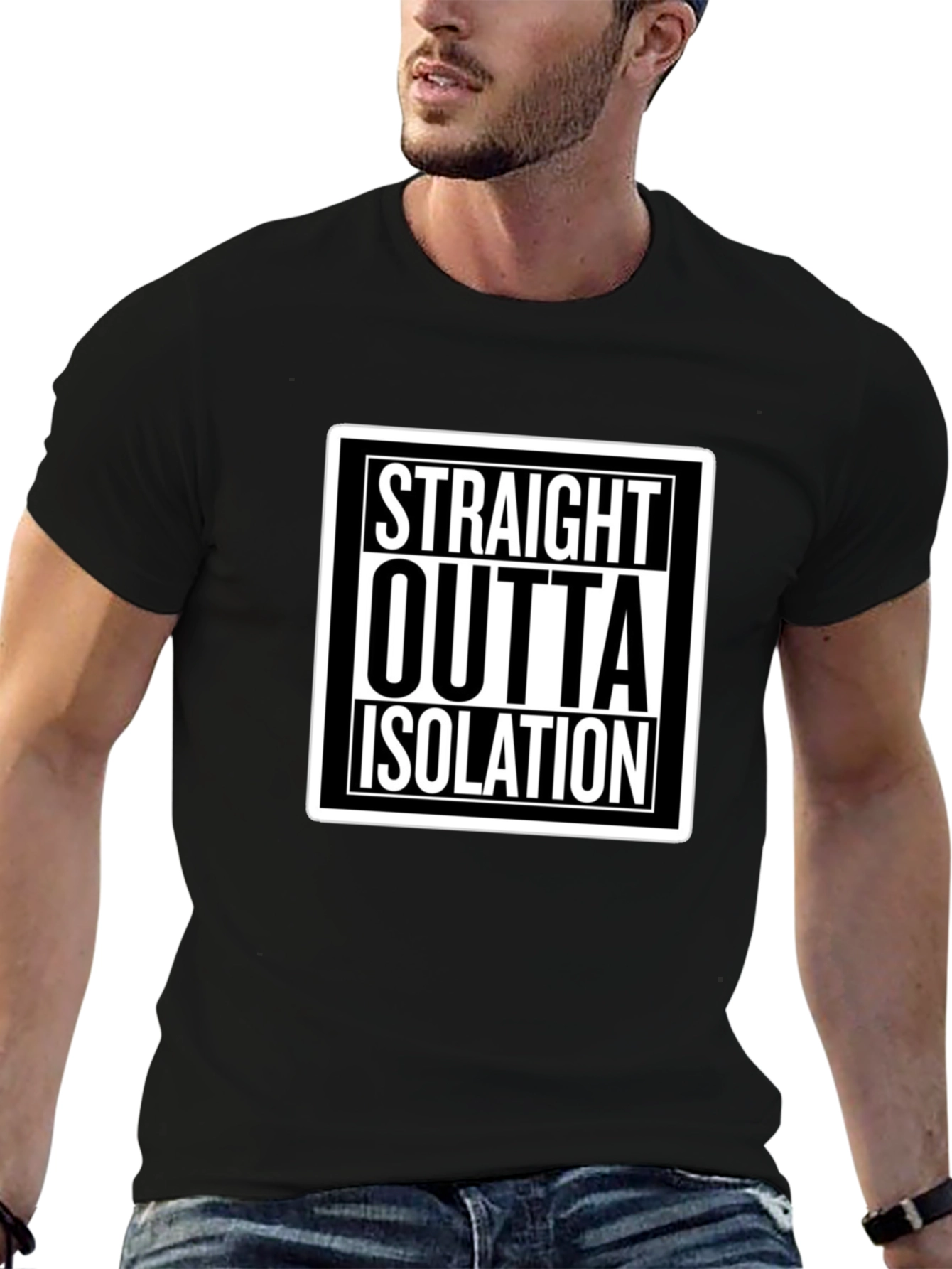 Black Straight Outta Isolation Graphic T-Shirt view 6