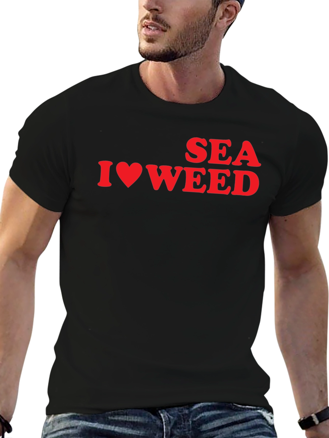 Black I Love Weed T-Shirt - Funny Slogan Tee view 6