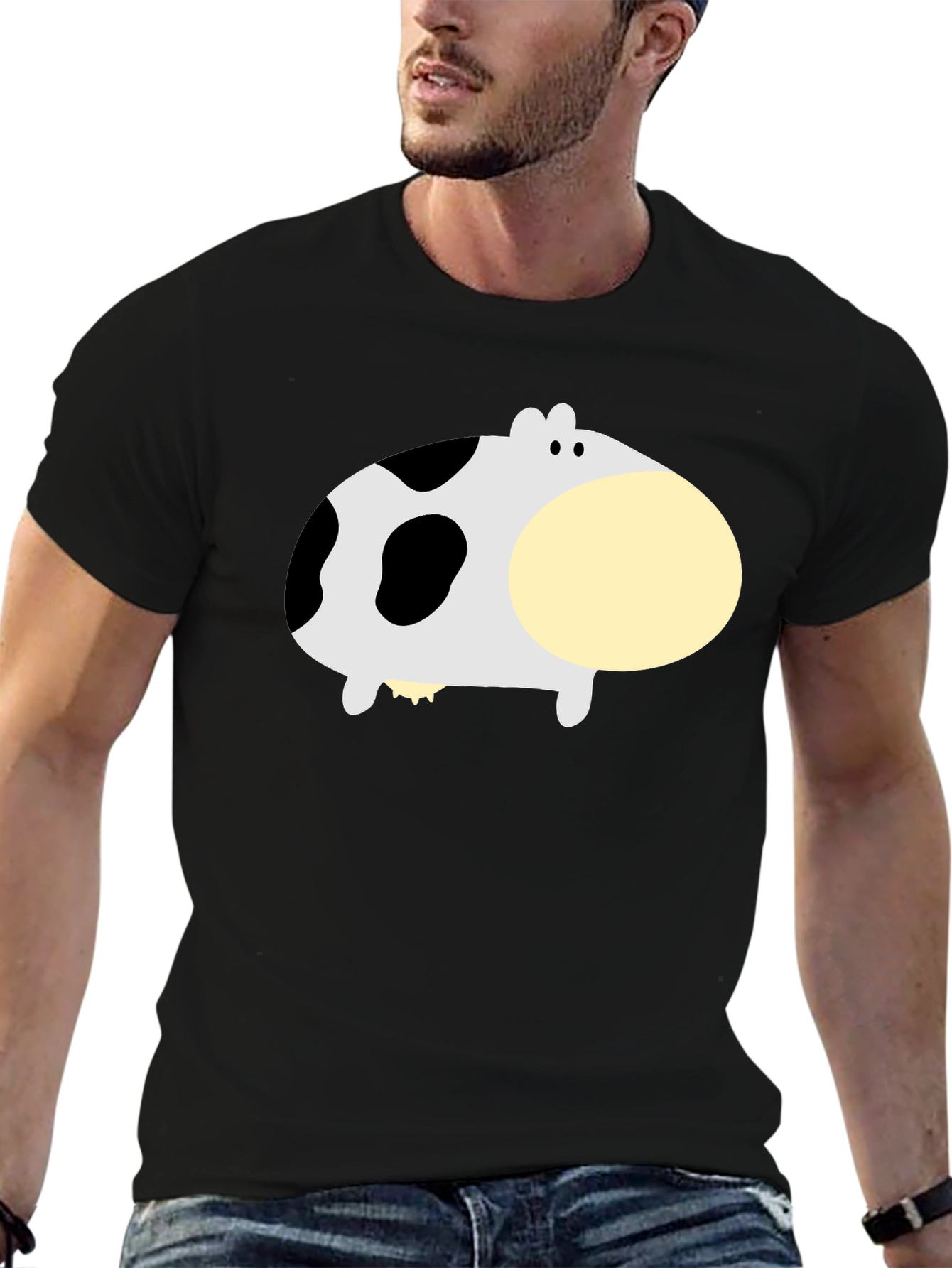 Black Funny Cow Graphic Black T-Shirt view 6