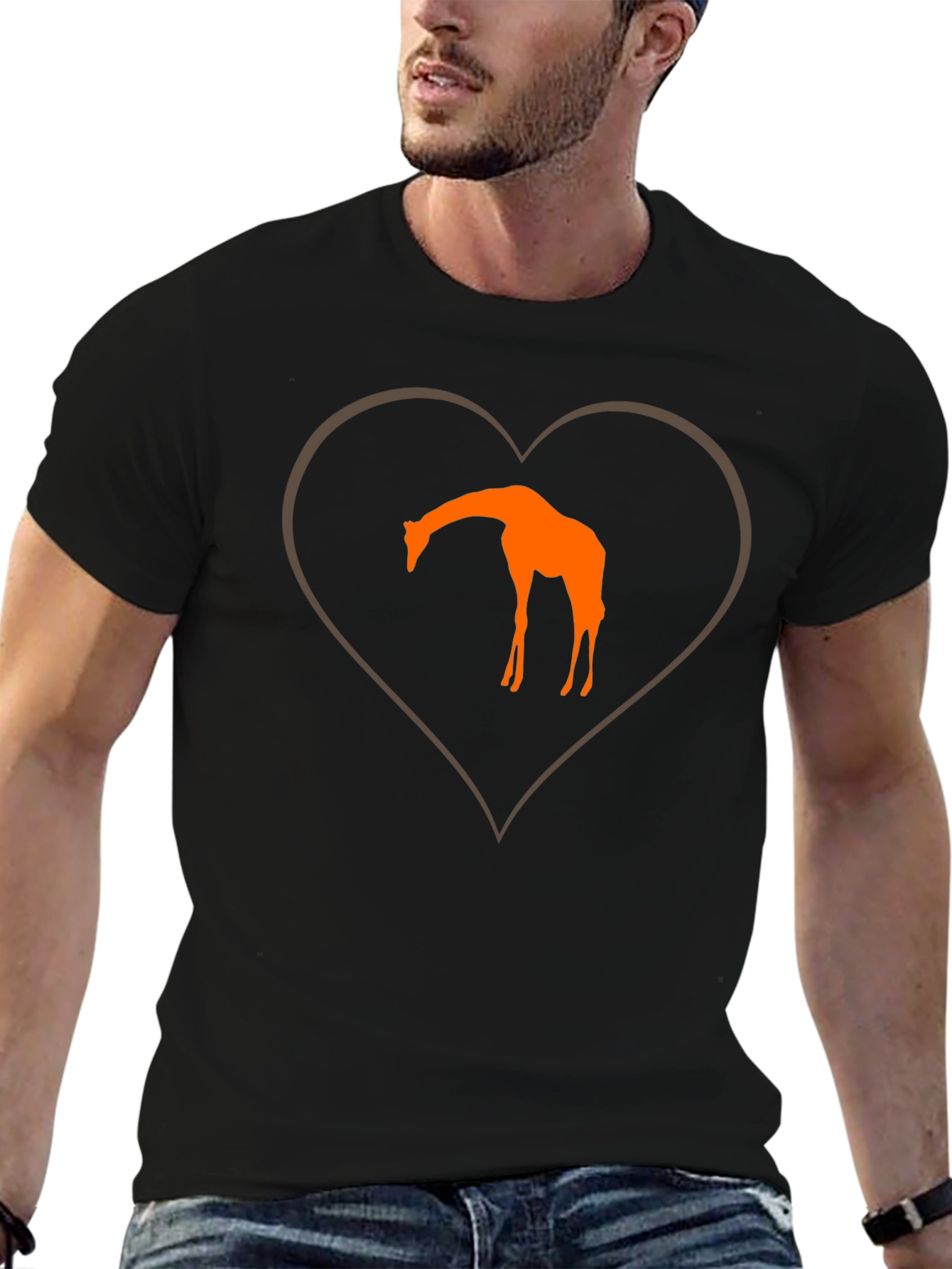 Black Giraffe Heart Graphic Tee - Unique Design view 6