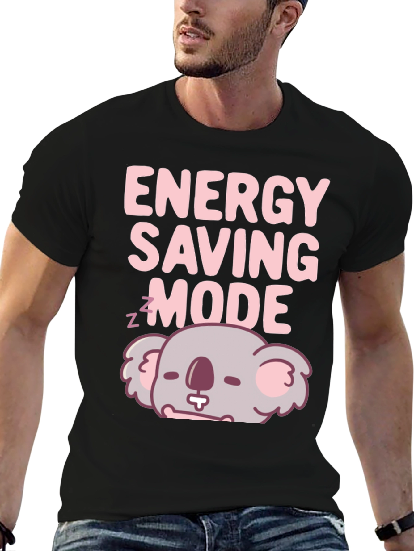 Black Energy Saving Mode Koala T-Shirt view 6