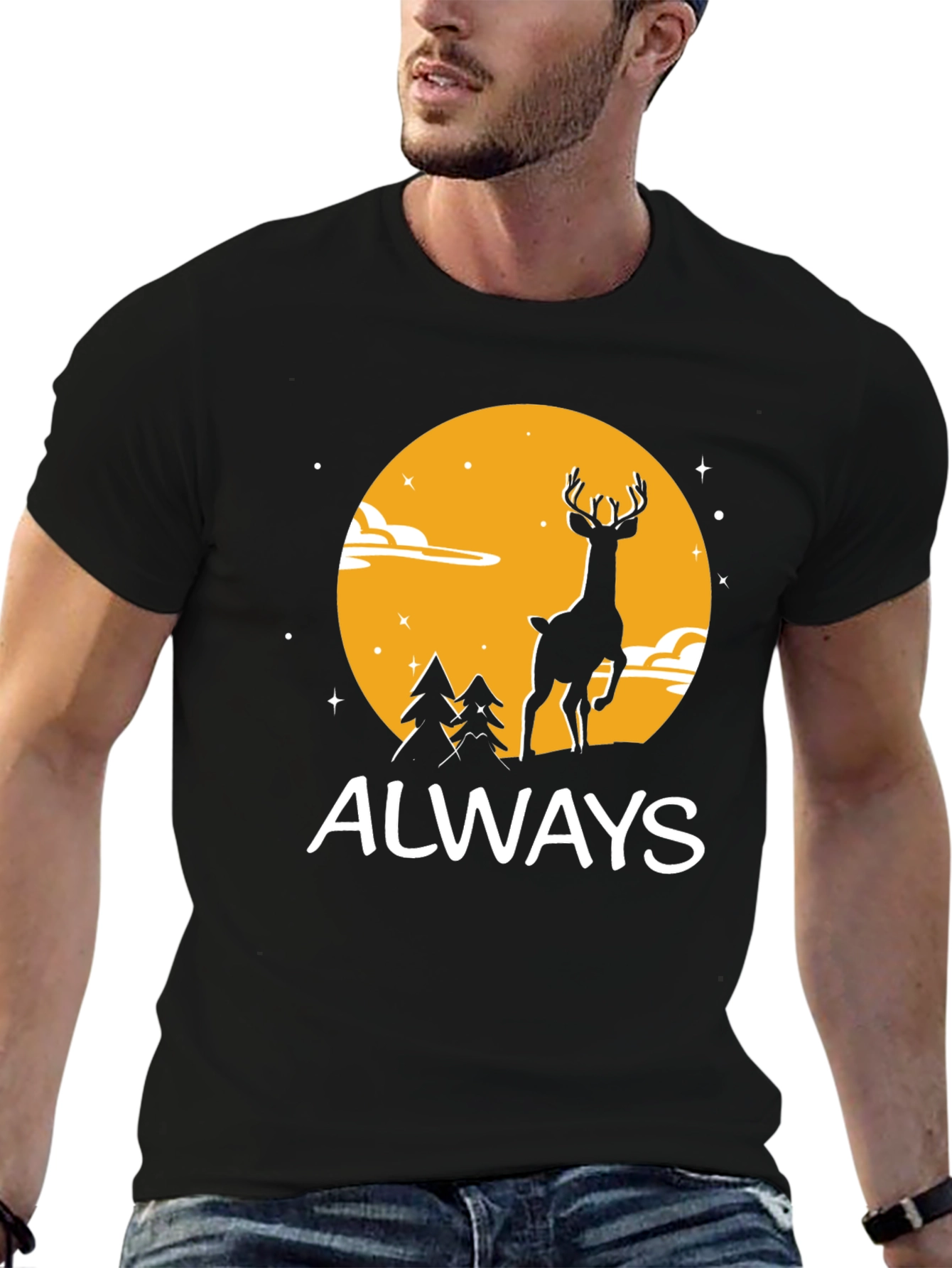Black Always Deer Graphic Tee - Black T-Shirt view 6