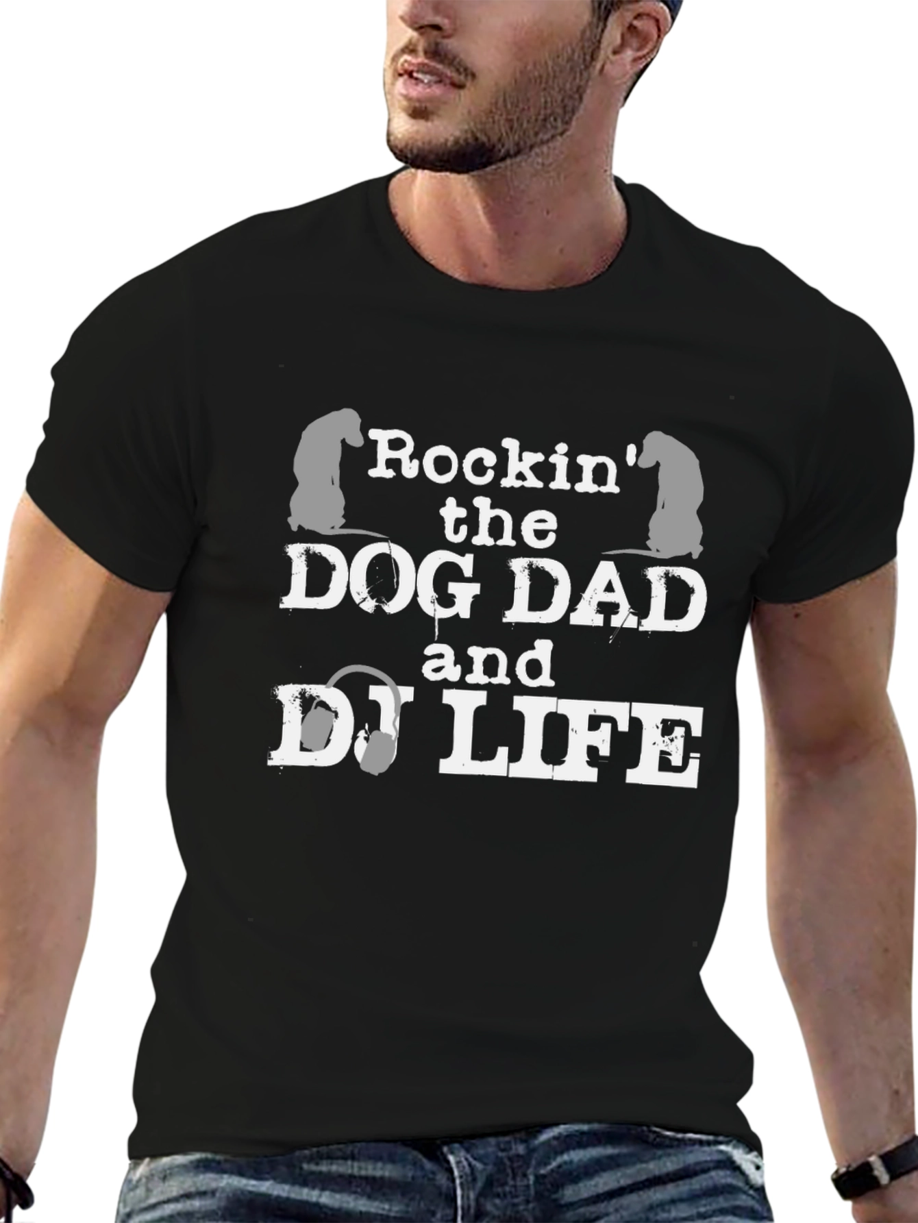 Black Dog Dad & DJ Life Graphic Tee - Black view 6