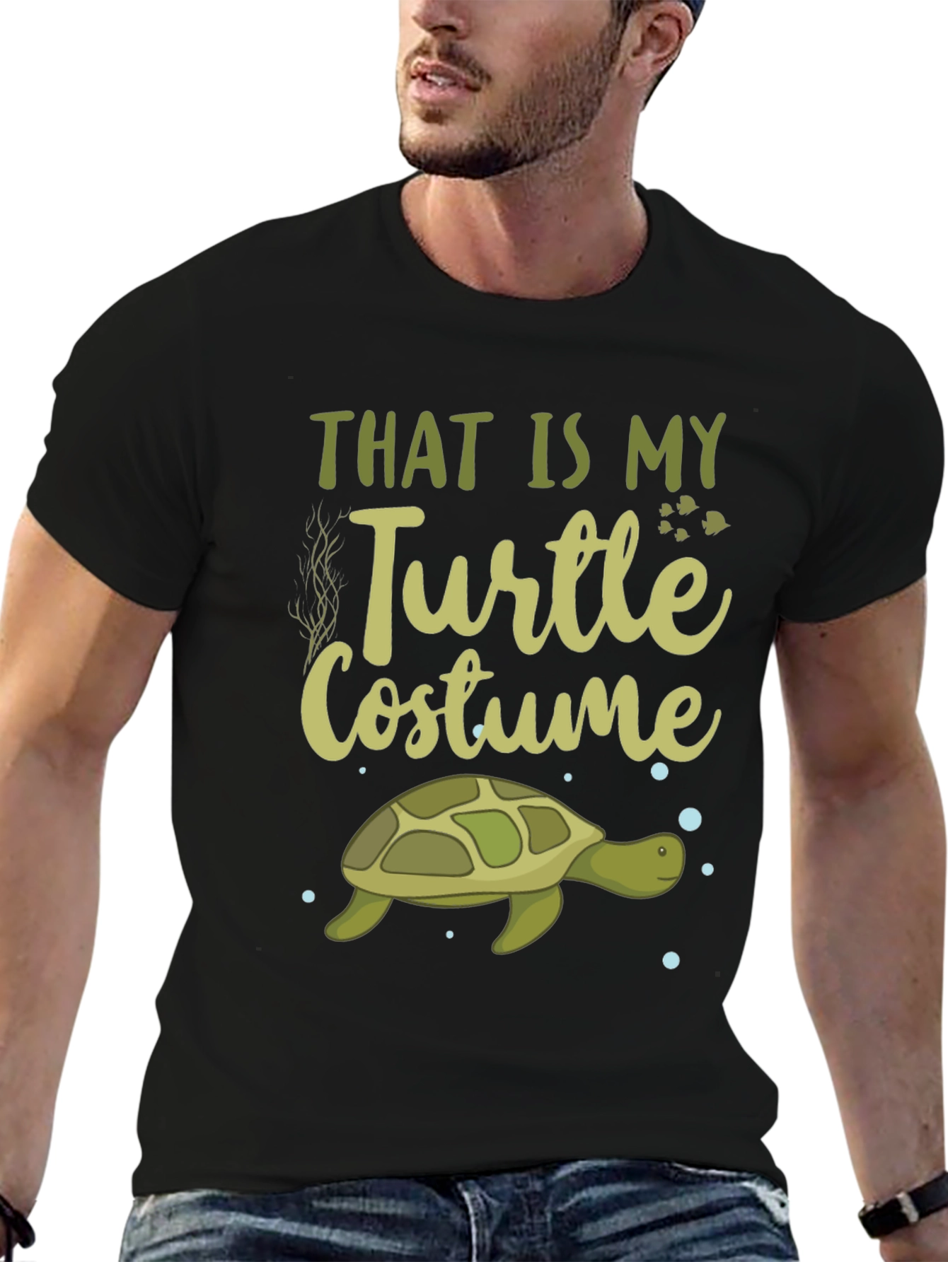 Black Turtle Costume T-Shirt - Funny Halloween Tee view 6