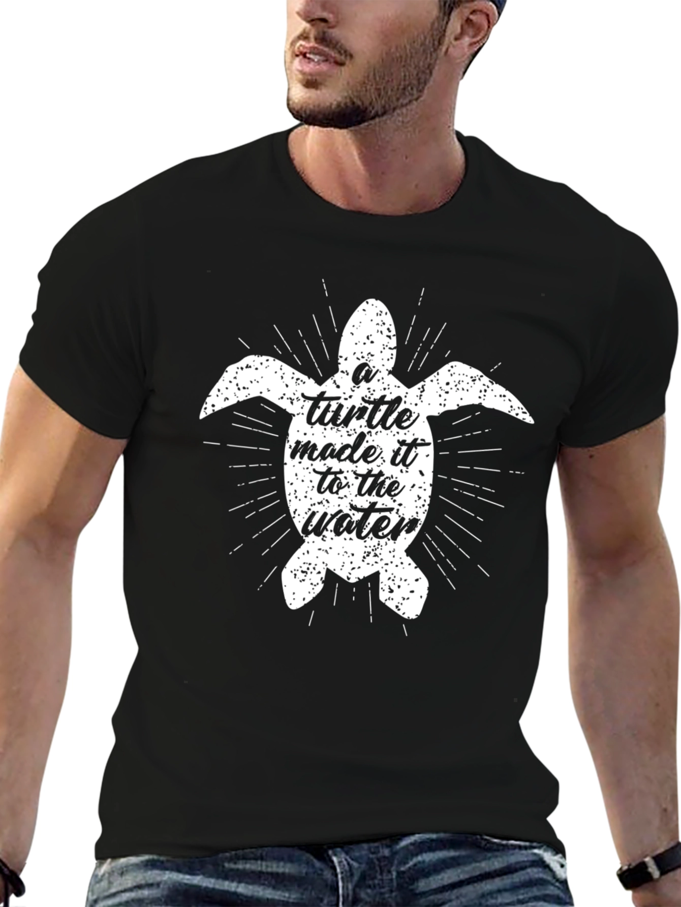 Black Turtle Graphic Print Black T-Shirt view 6