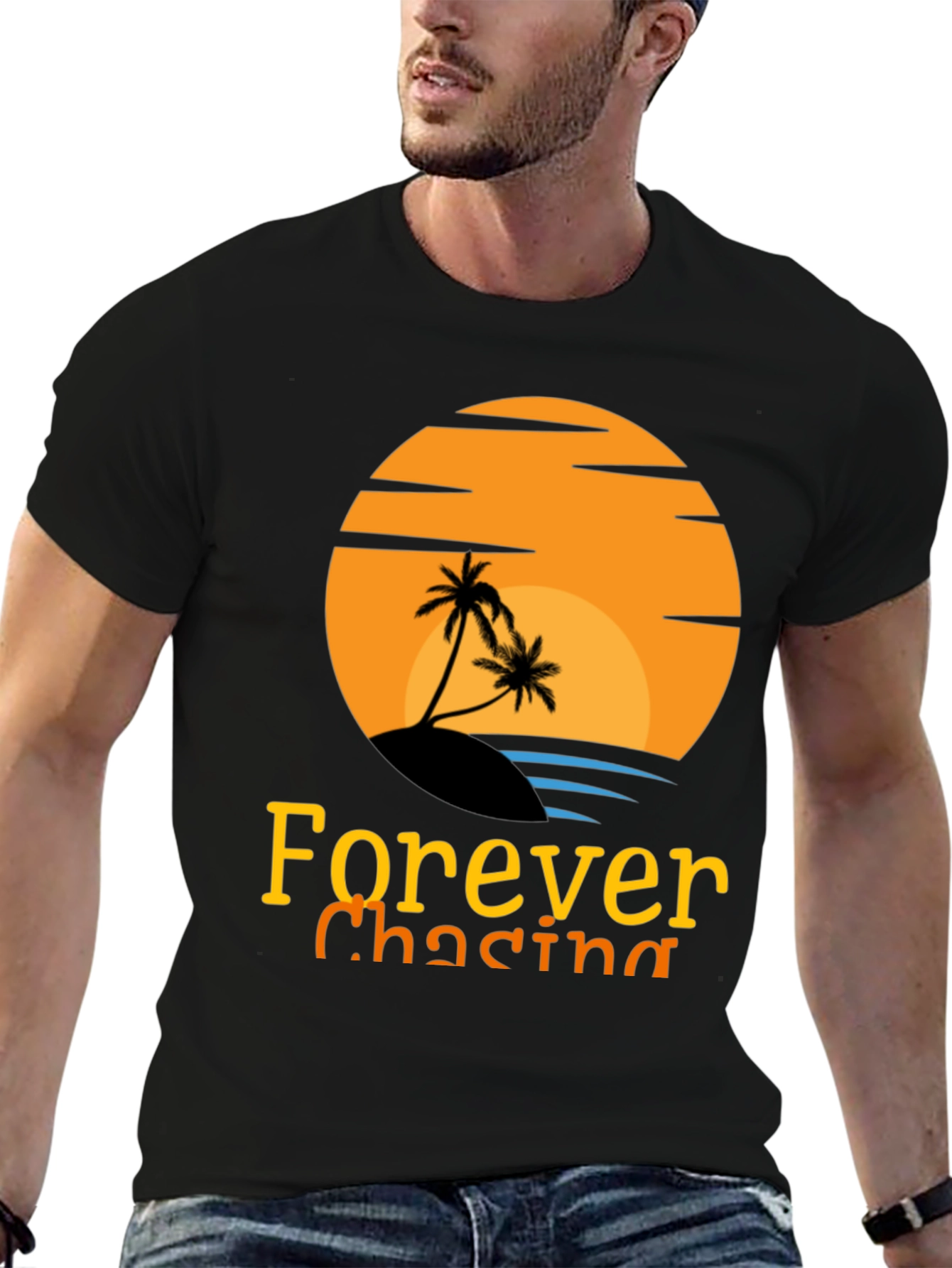 Black Forever Chasing Sunset Black Graphic Tee view 6