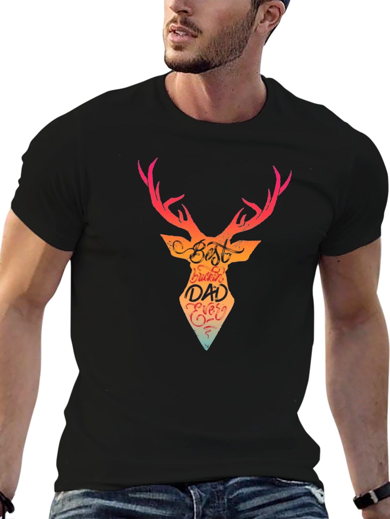 Black Best Buckin' Dad Ever T-Shirt view 6