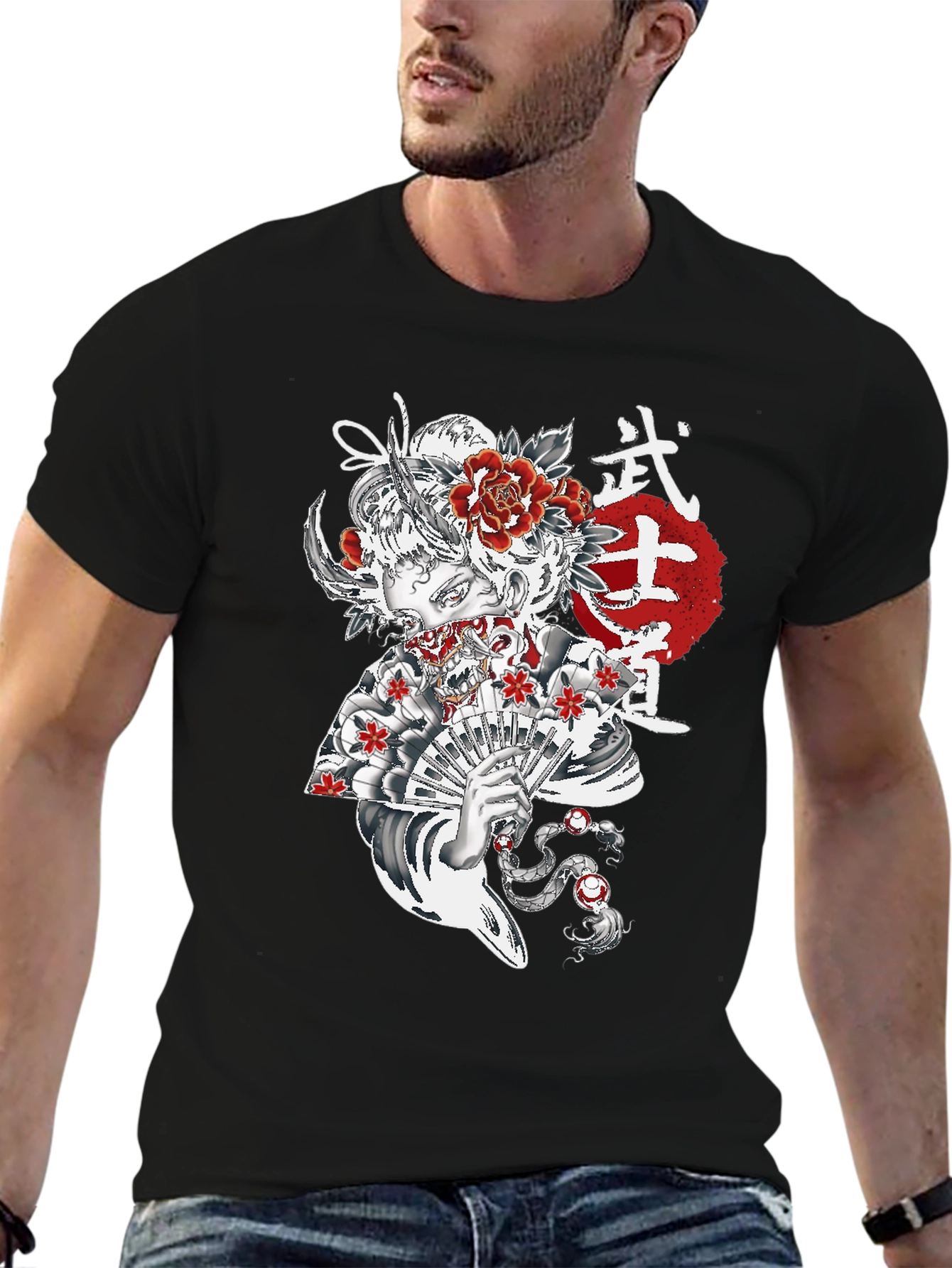 Black Japanese Geisha T-Shirt view 6