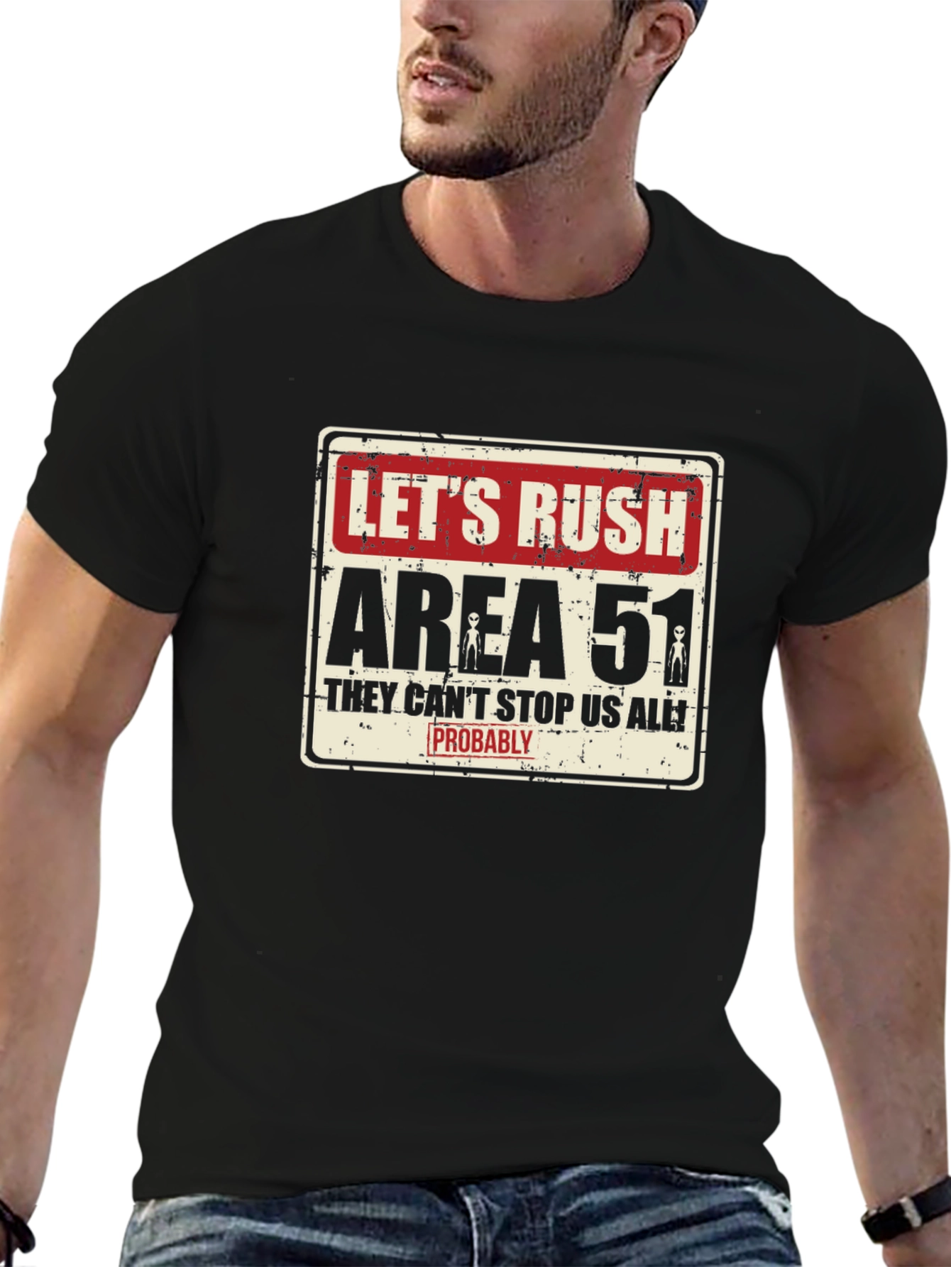 Black Let's Rush Area 51 Black T-Shirt view 6