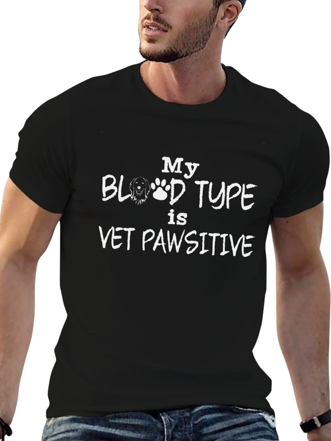 Black Vet Pawsitive T-Shirt - Funny Pet Lover Tee view 6
