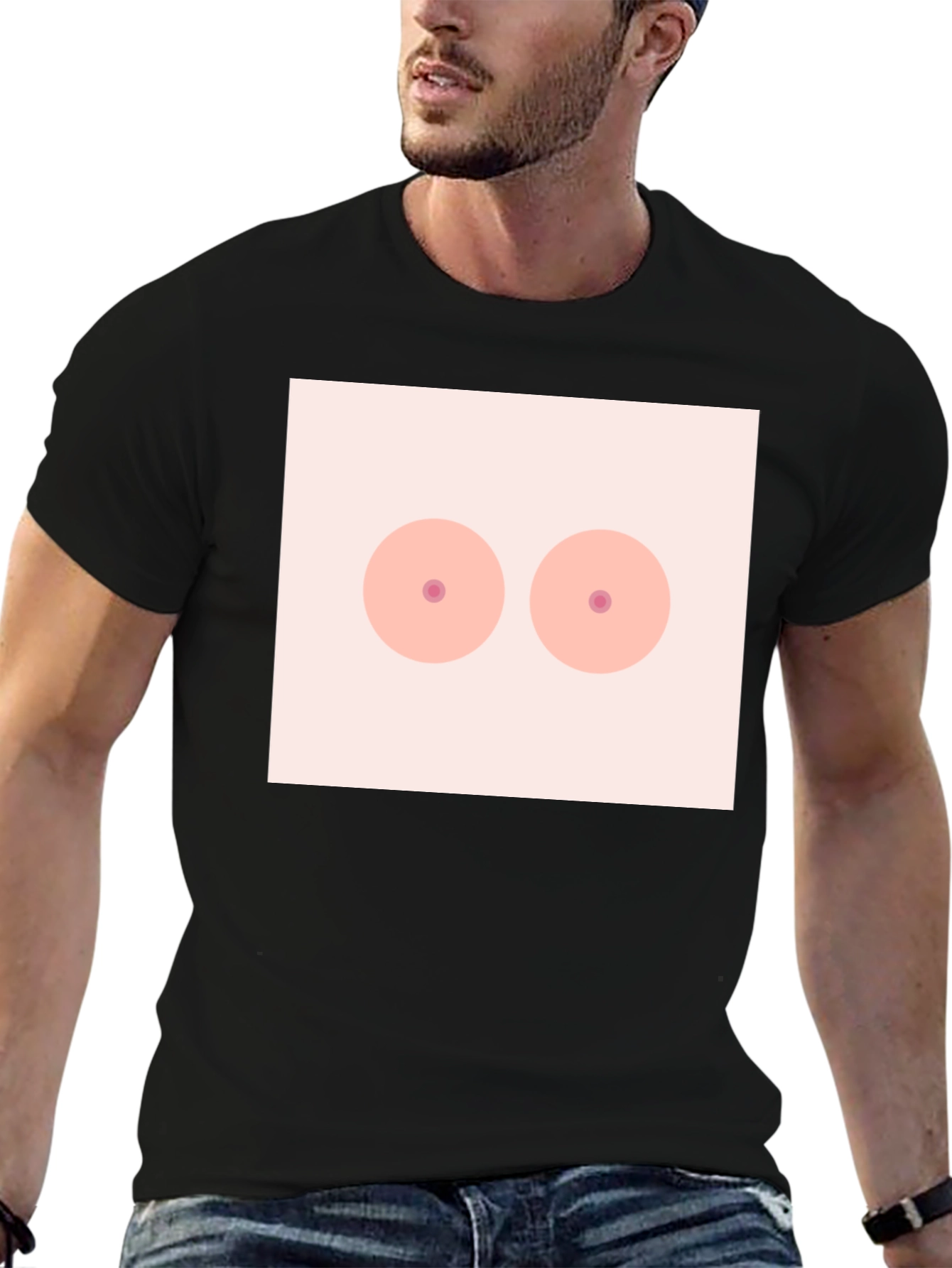 Black Novelty Graphic T-Shirt - Boobs Design view 6