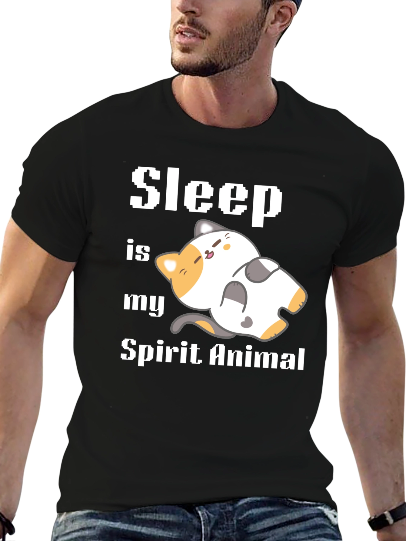 Black Sleep is My Spirit Animal Graphic Tee Shirt view 6