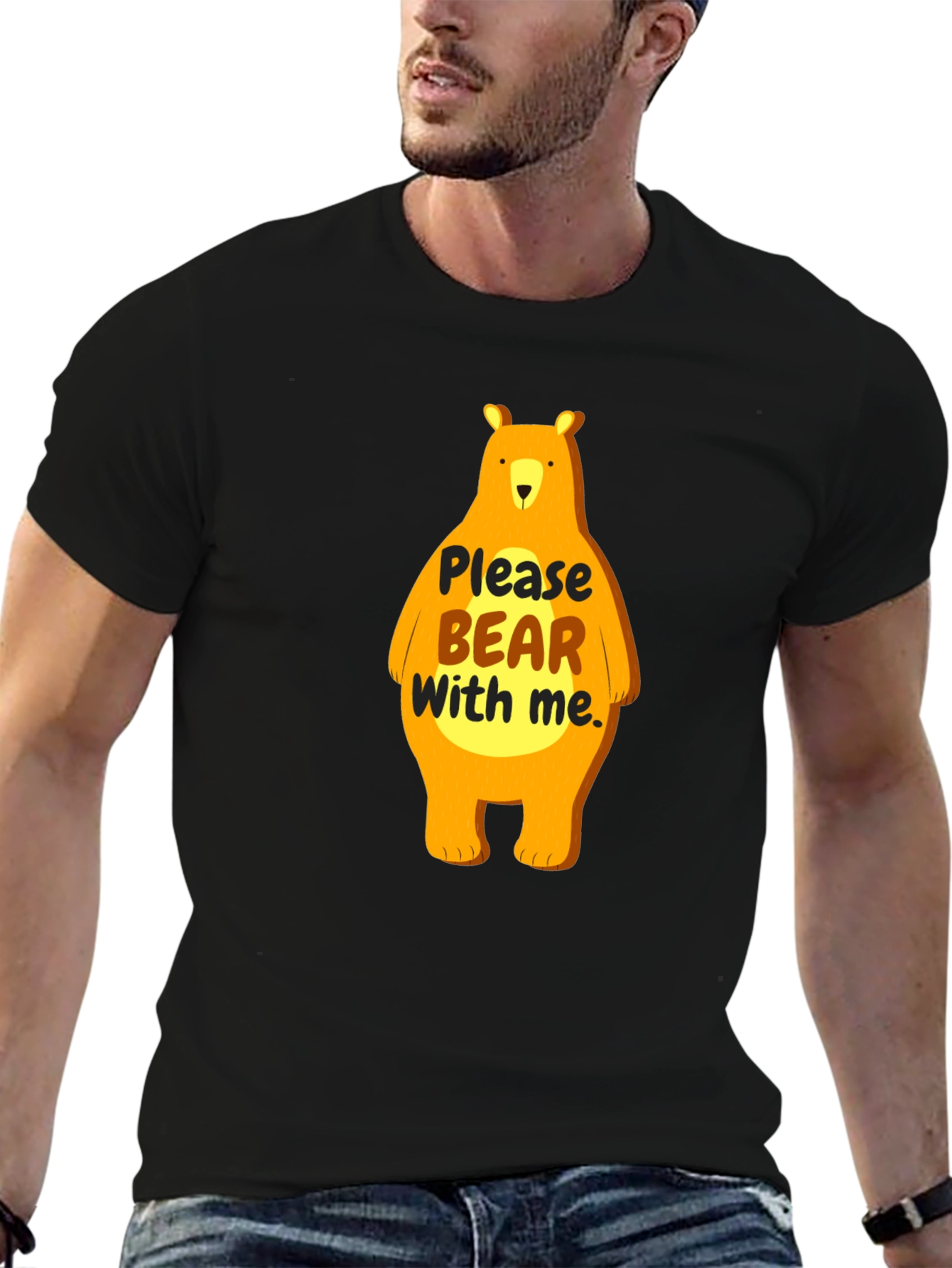 Black Funny Bear Graphic T-Shirt view 6