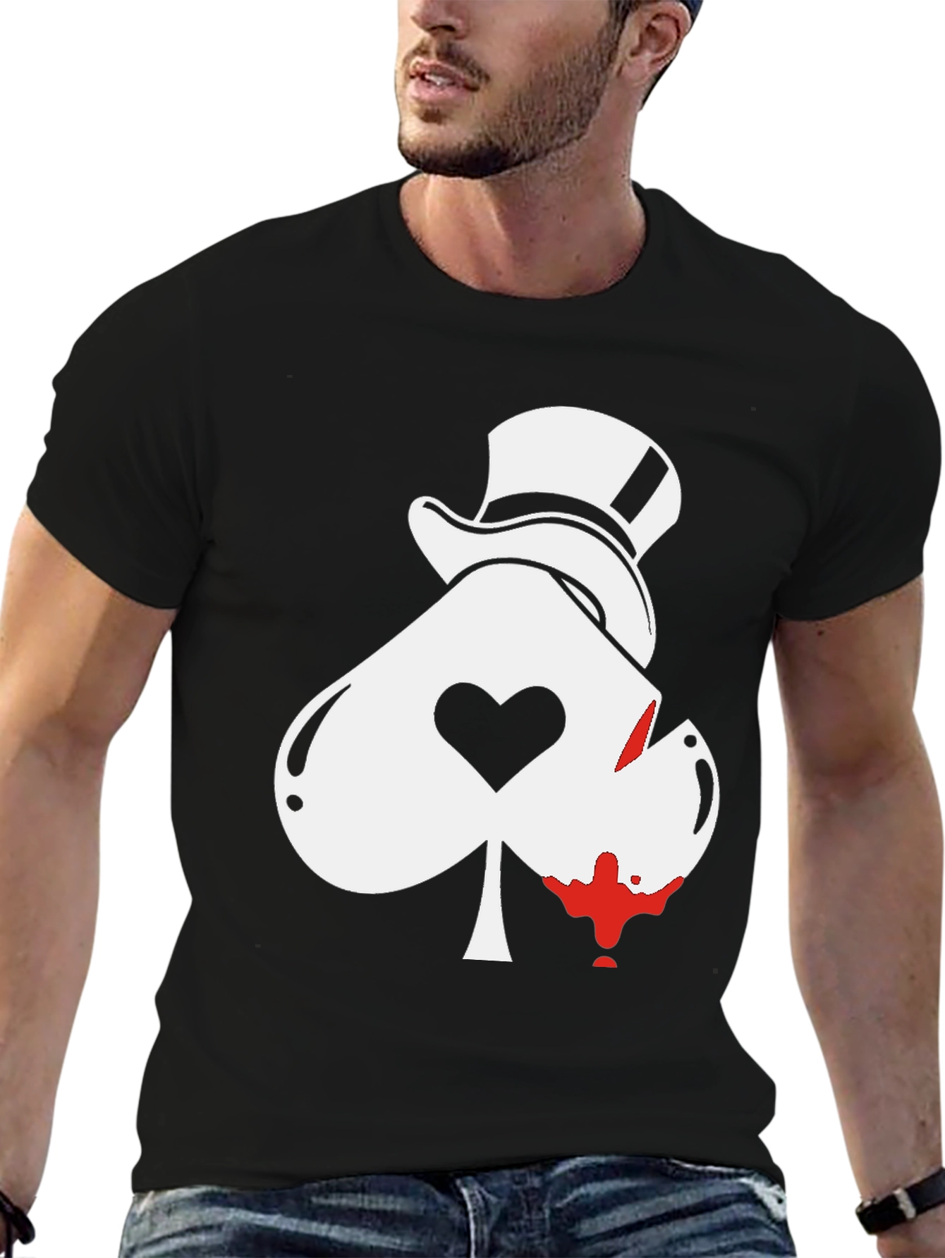 Ace Spade Top Hat Graphic Tee - Black - 6
