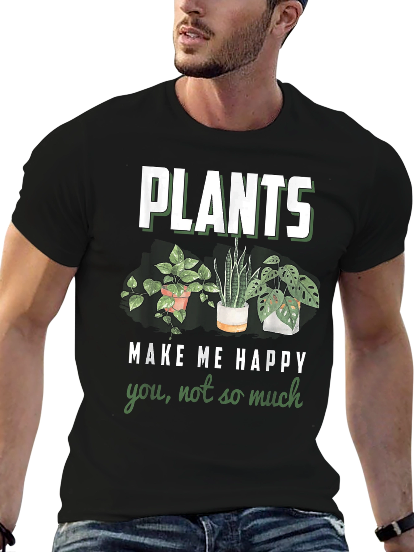 Black Plants Make Me Happy Graphic T-Shirt view 6
