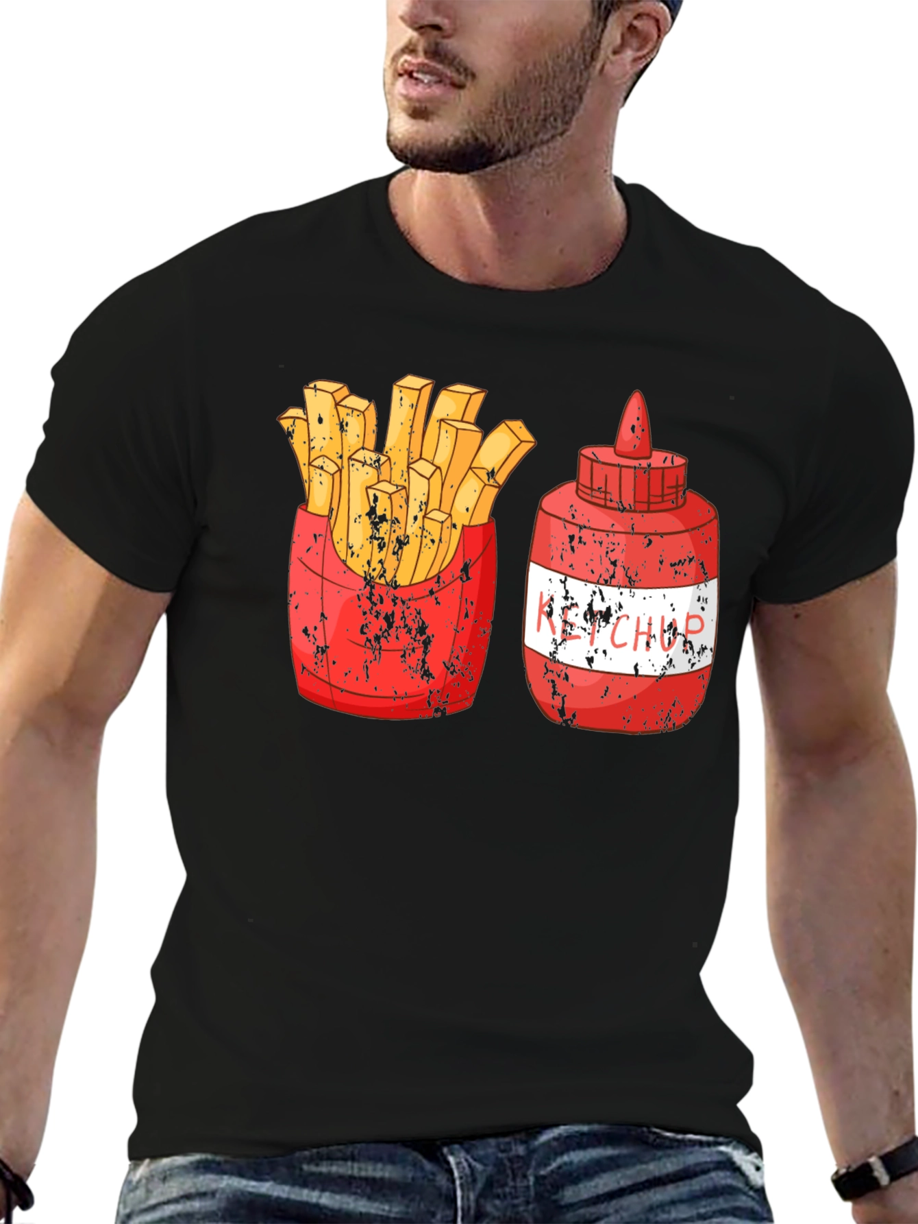 Black Fries and Ketchup Graphic Tee view 6