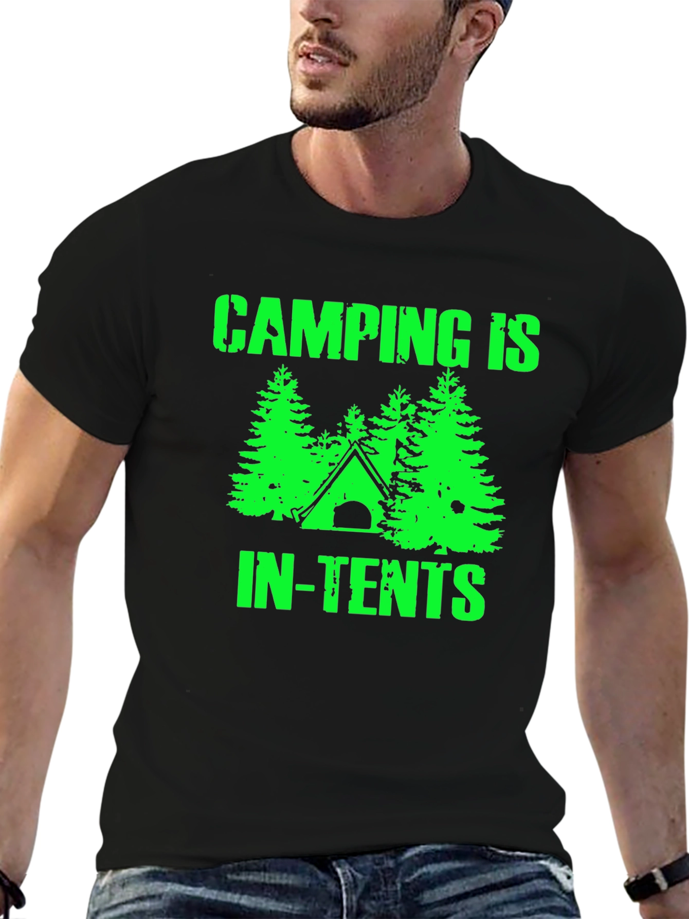 Black Camping In-Tents Graphic T-Shirt view 6