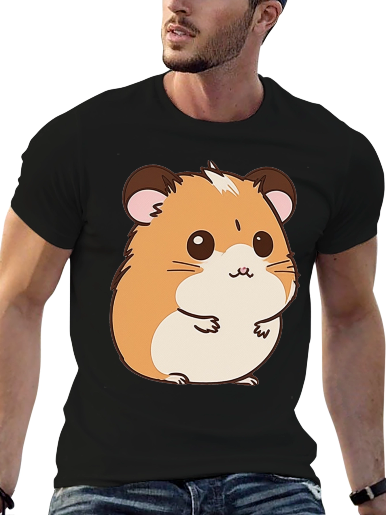 Black Cute Hamster Graphic T-Shirt -  Fun Pet Lover Tee view 6