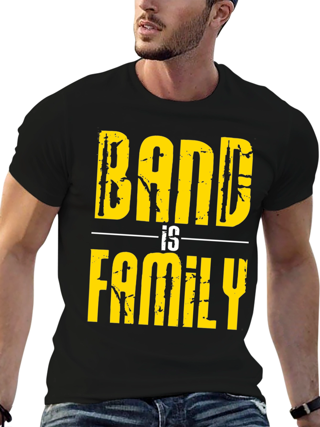 Black Band Is Family Graphic T-Shirt - Black view 6