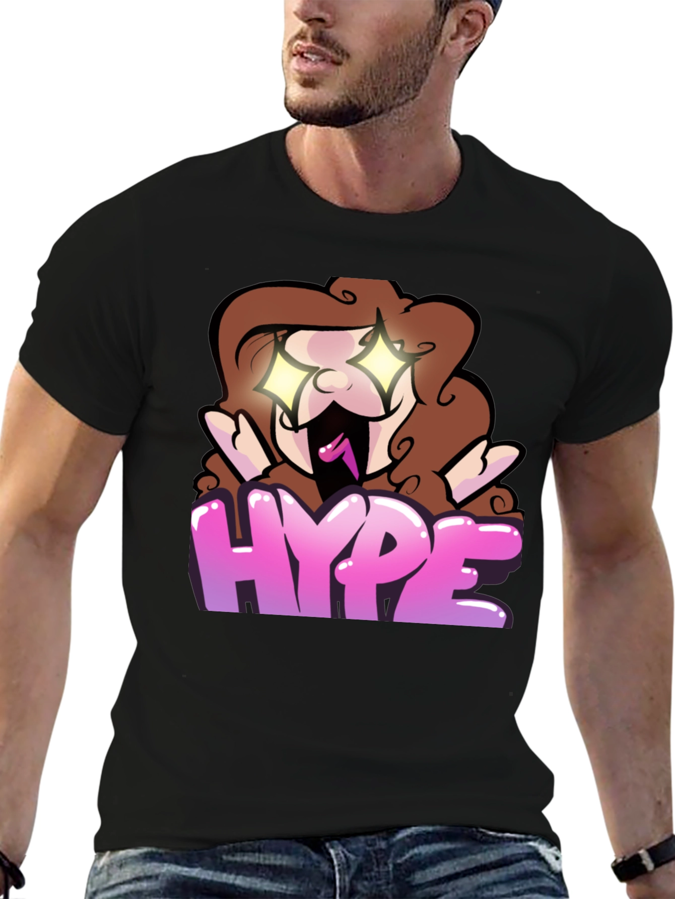 Black Hype Cartoon Graphic Black T-Shirt view 6