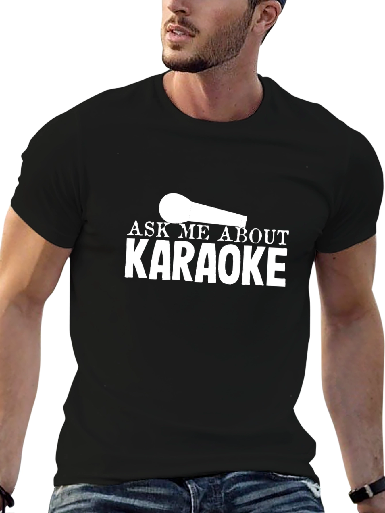 Black Ask Me About Karaoke T-Shirt view 6