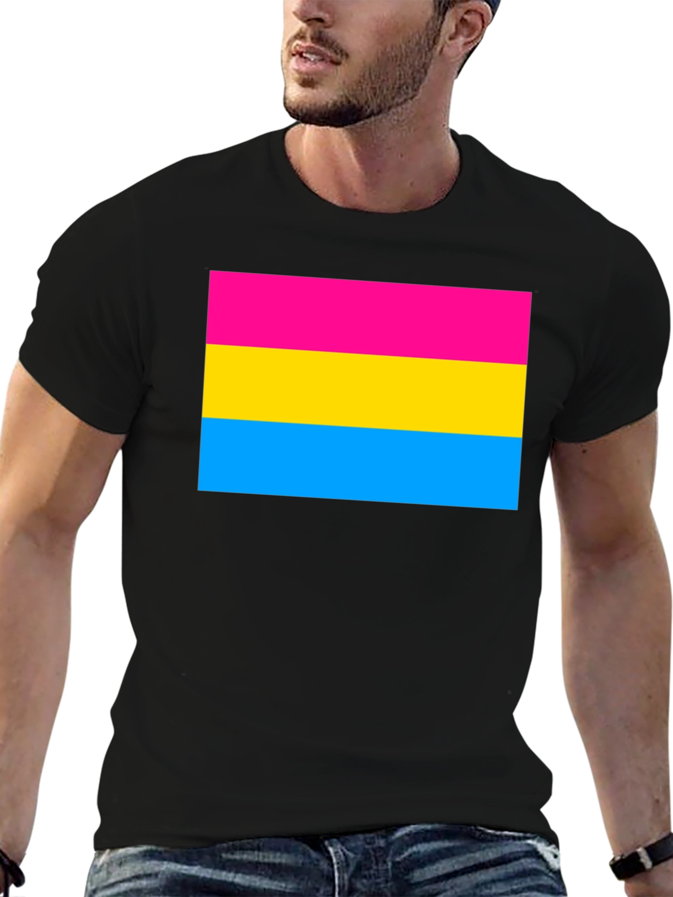 Black Pansexual Pride Flag T-Shirt view 6