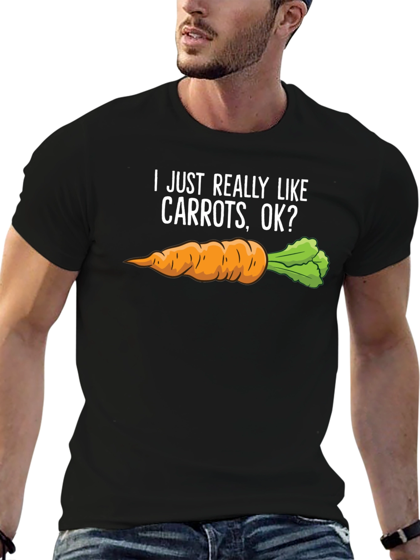 Black Carrot Lover T-Shirt - I Just Really Like Carrots OK? view 6