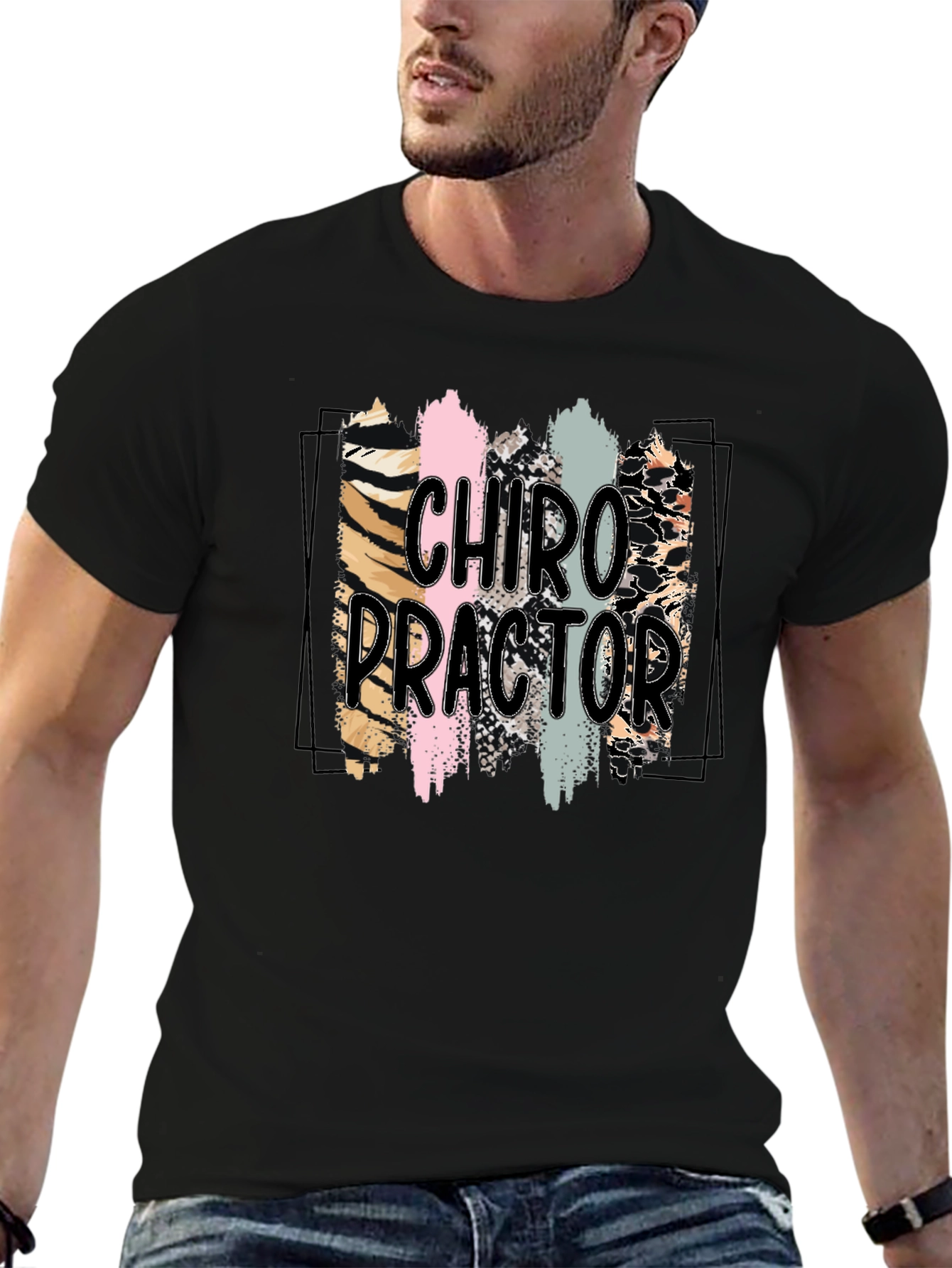 Black Chiropractor Brushstroke Graphic T-Shirt view 6