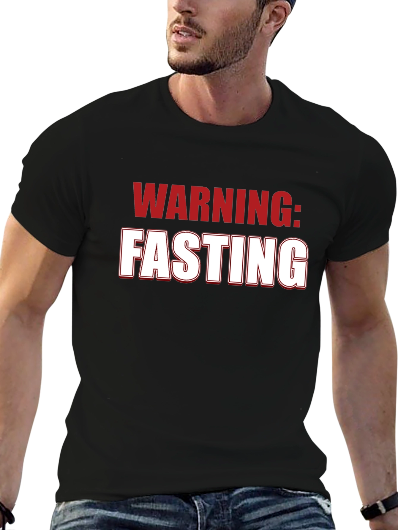 Black Warning: Fasting T-Shirt - Humorous Novelty Tee view 6