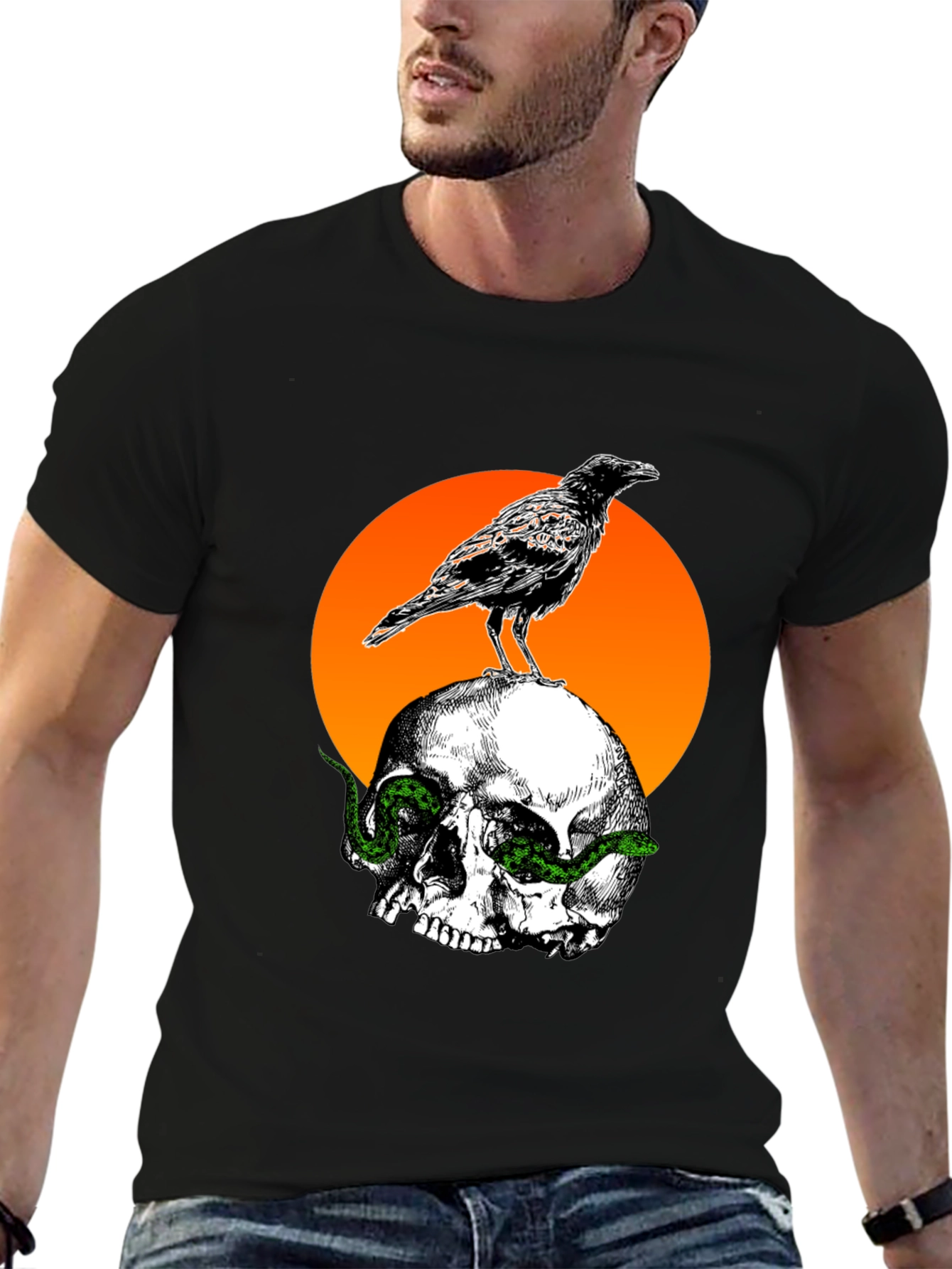 Black Raven Skull Graphic Tee - Unique Design view 6
