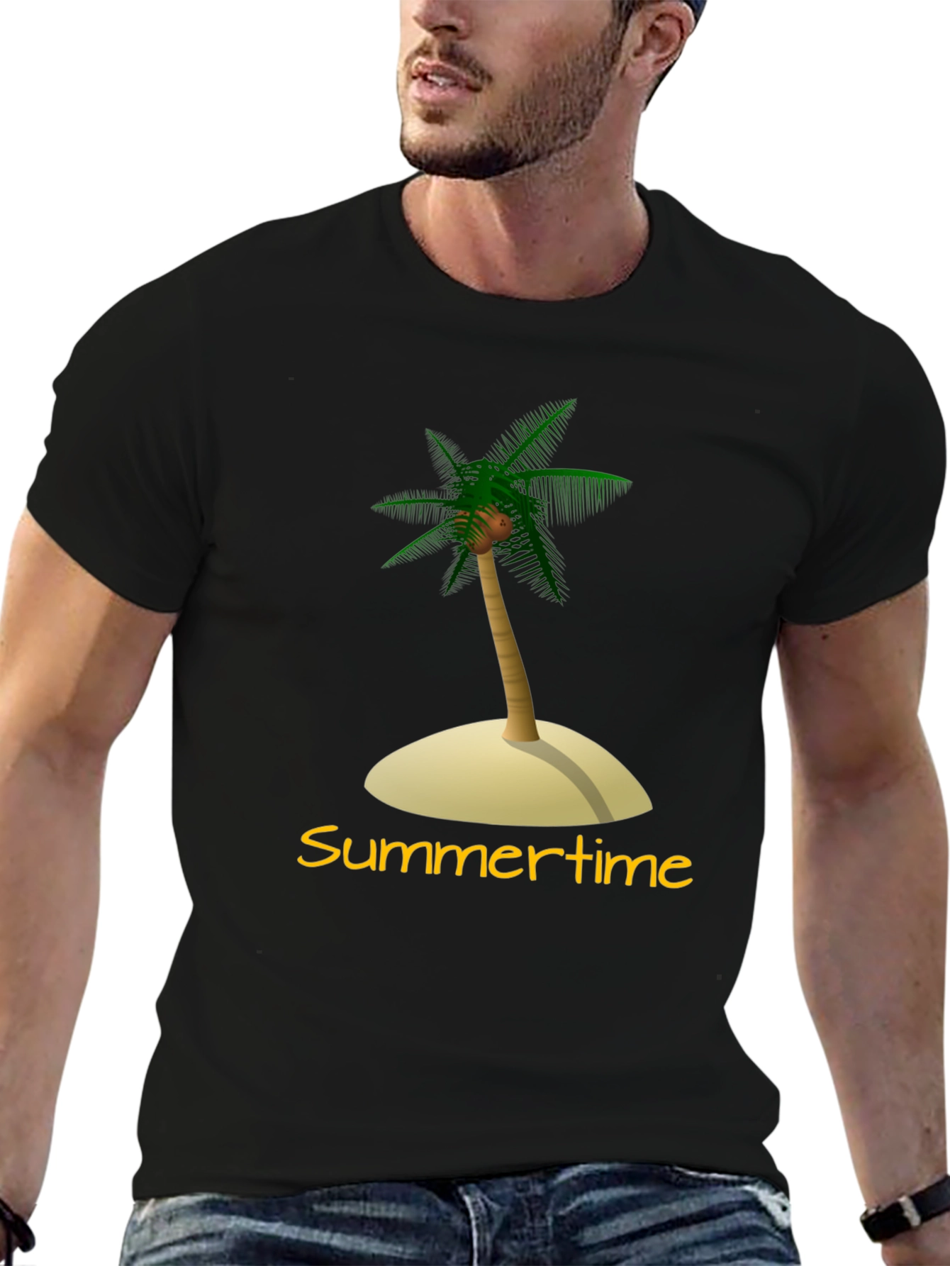 Black Summertime Palm Tree T-Shirt - Island Vibes view 6