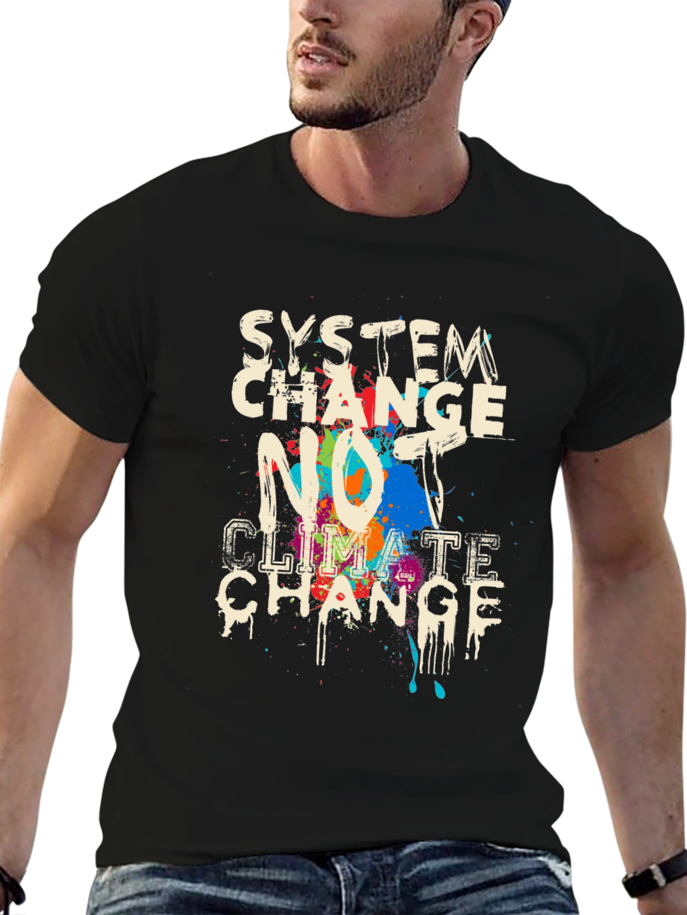 Black System Change, Not Climate Change Graphic Tee view 6