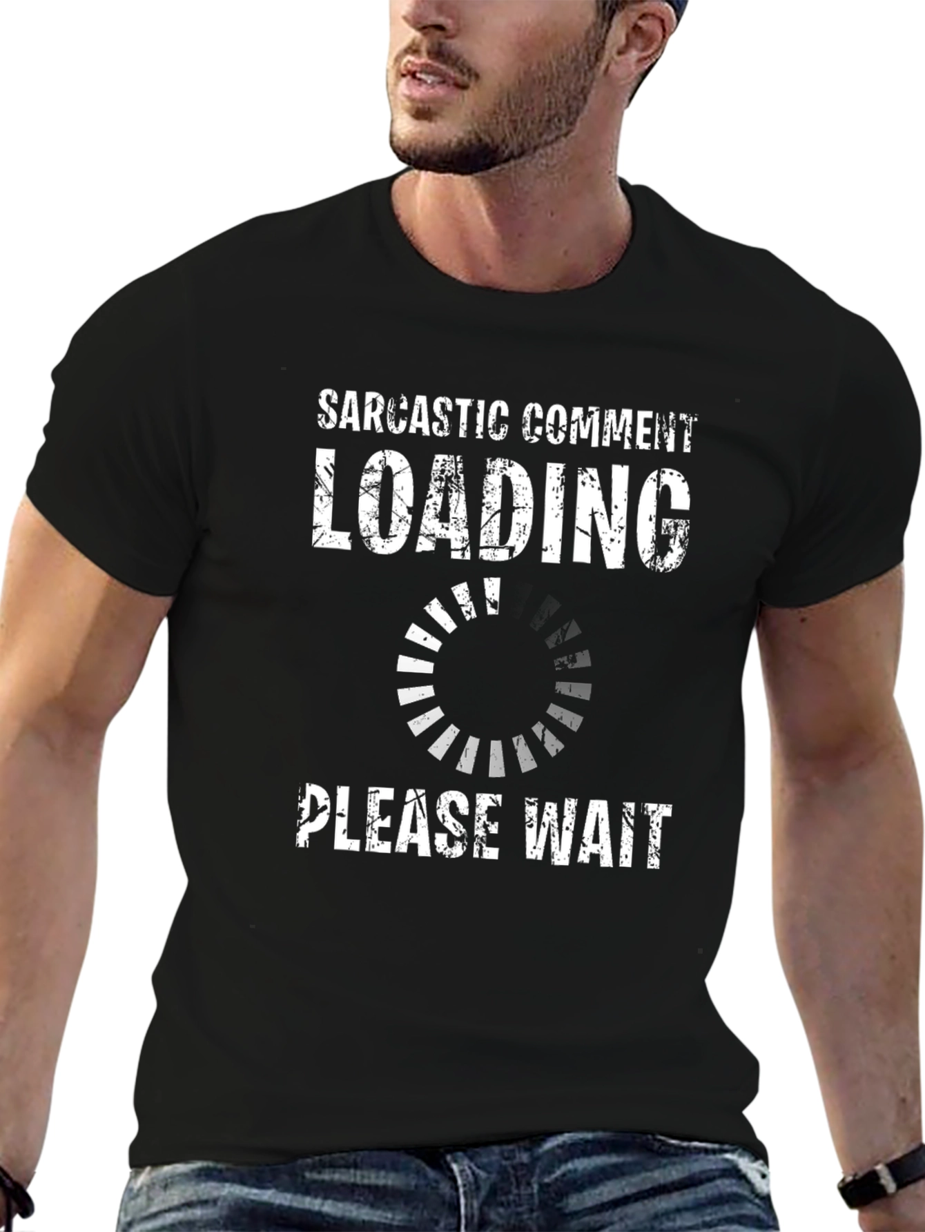 Black Sarcastic Comment Loading - Funny Graphic Tee view 6