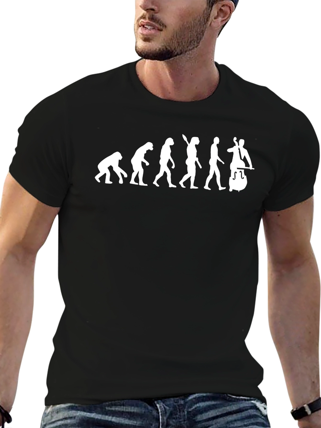 Black Evolution of Music Black T-Shirt view 6