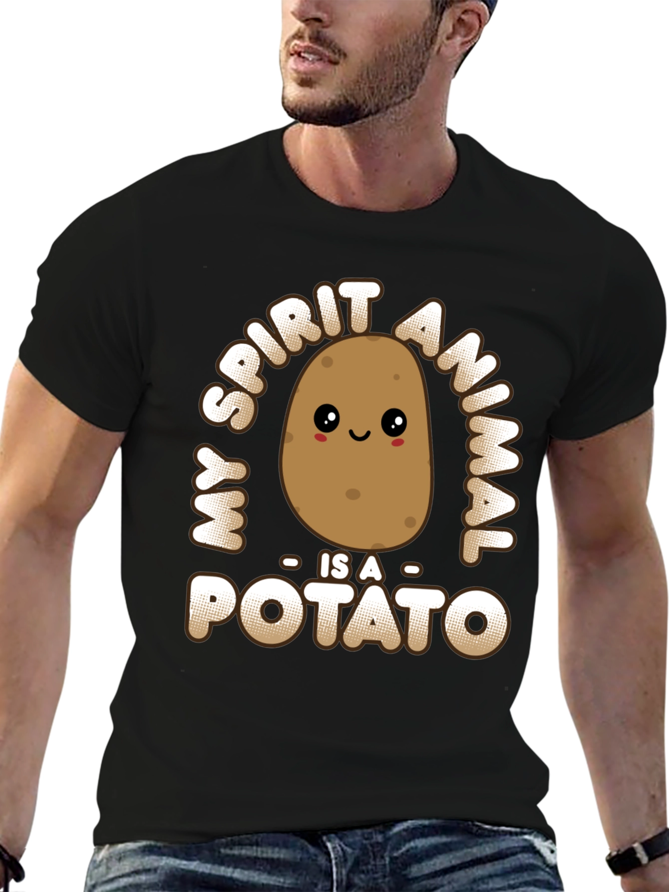 Black My Spirit Animal is a Potato Funny Graphic Tee view 6