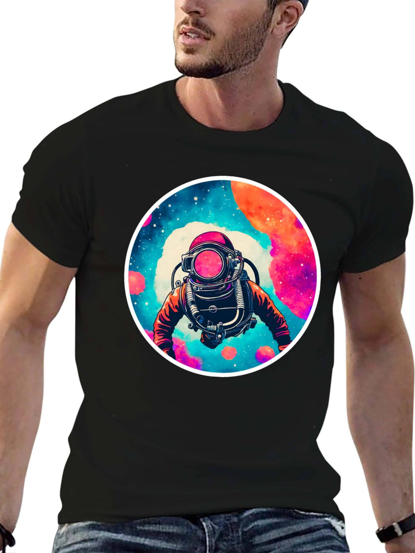 Black Cosmic Diver Graphic Tee - Black view 6