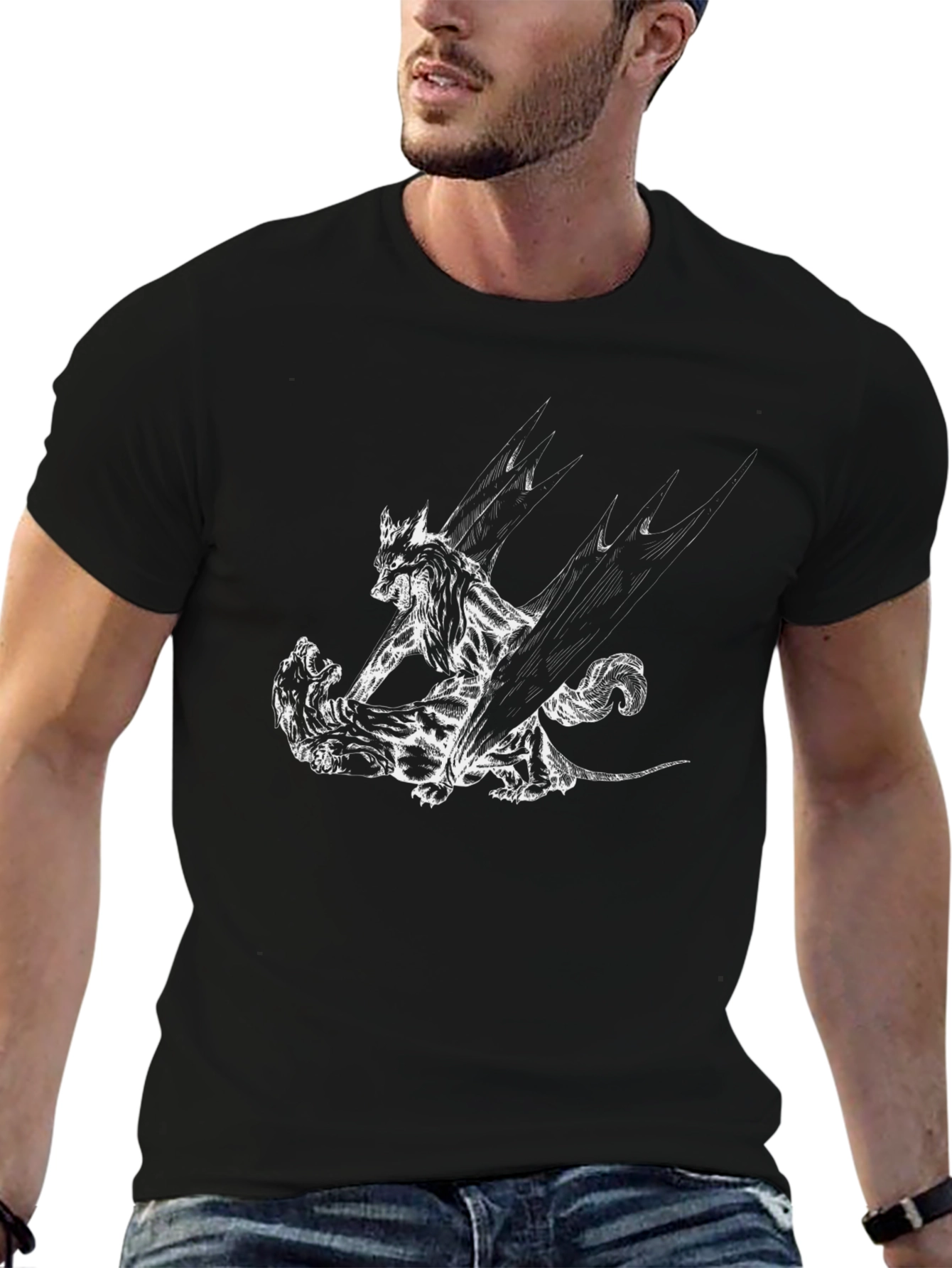 Black Wolf Graphic Tee - Men's Black T-Shirt view 6