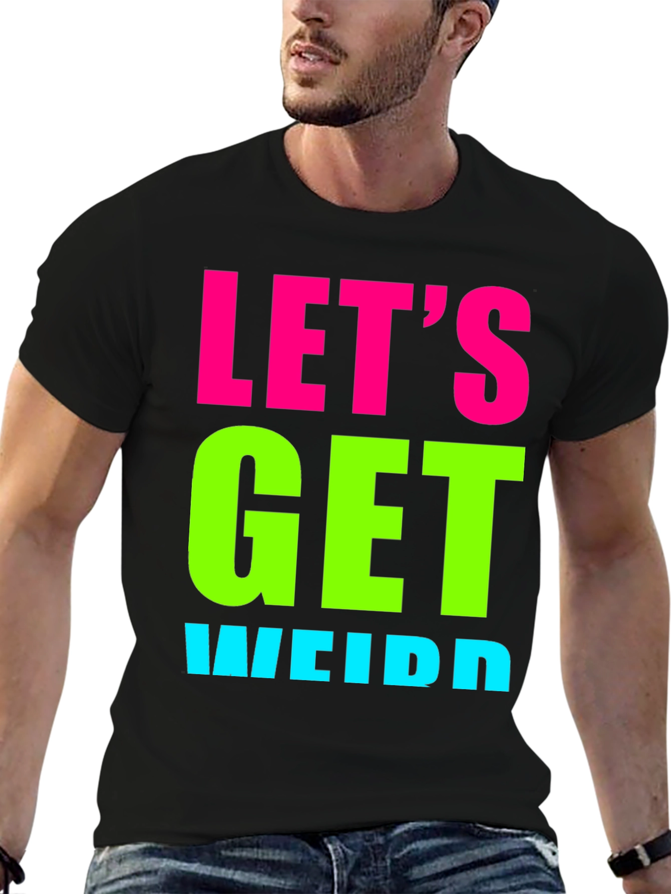Black Let's Get Weird Graphic Tee - Black view 6