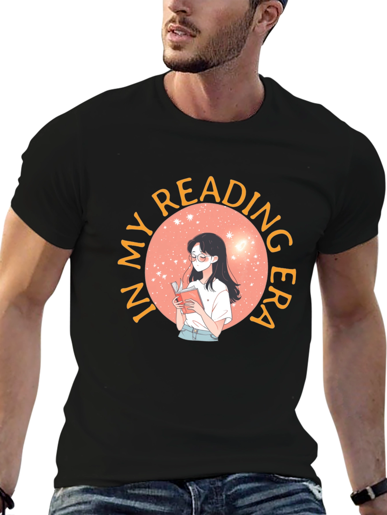 Black Reading Era Graphic Tee - Unisex Black T-Shirt view 6