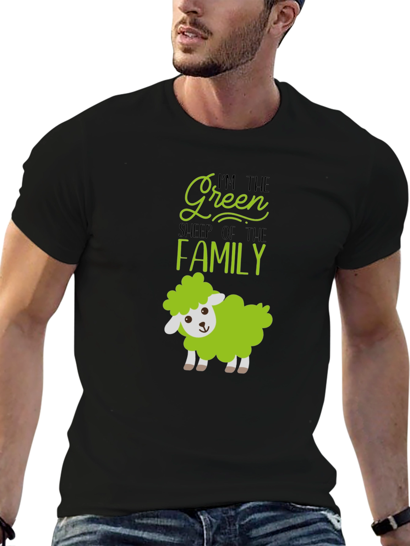 Black Green Sheep of the Family T-Shirt view 6