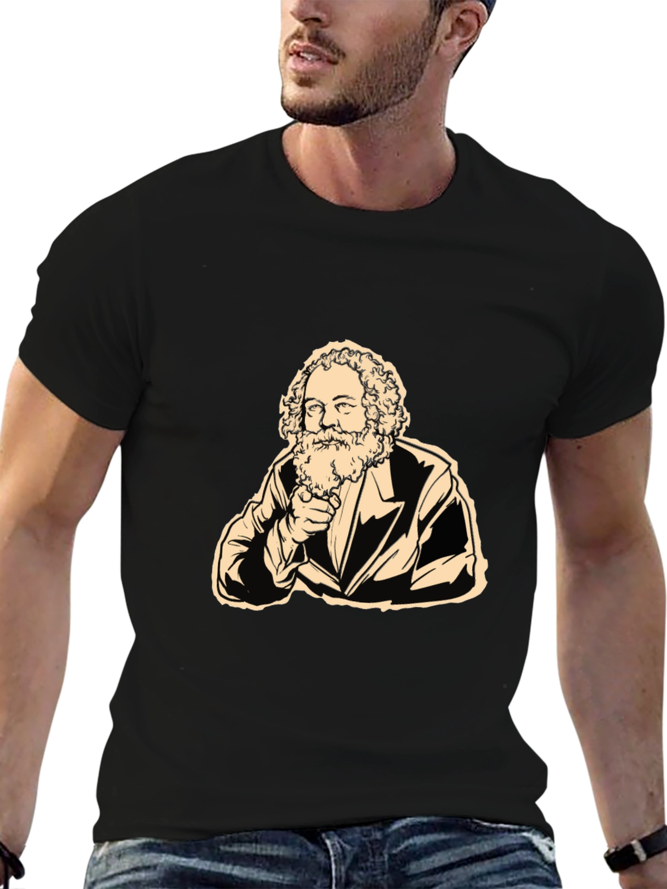 Black Karl Marx Graphic Tee - Black T-Shirt view 6