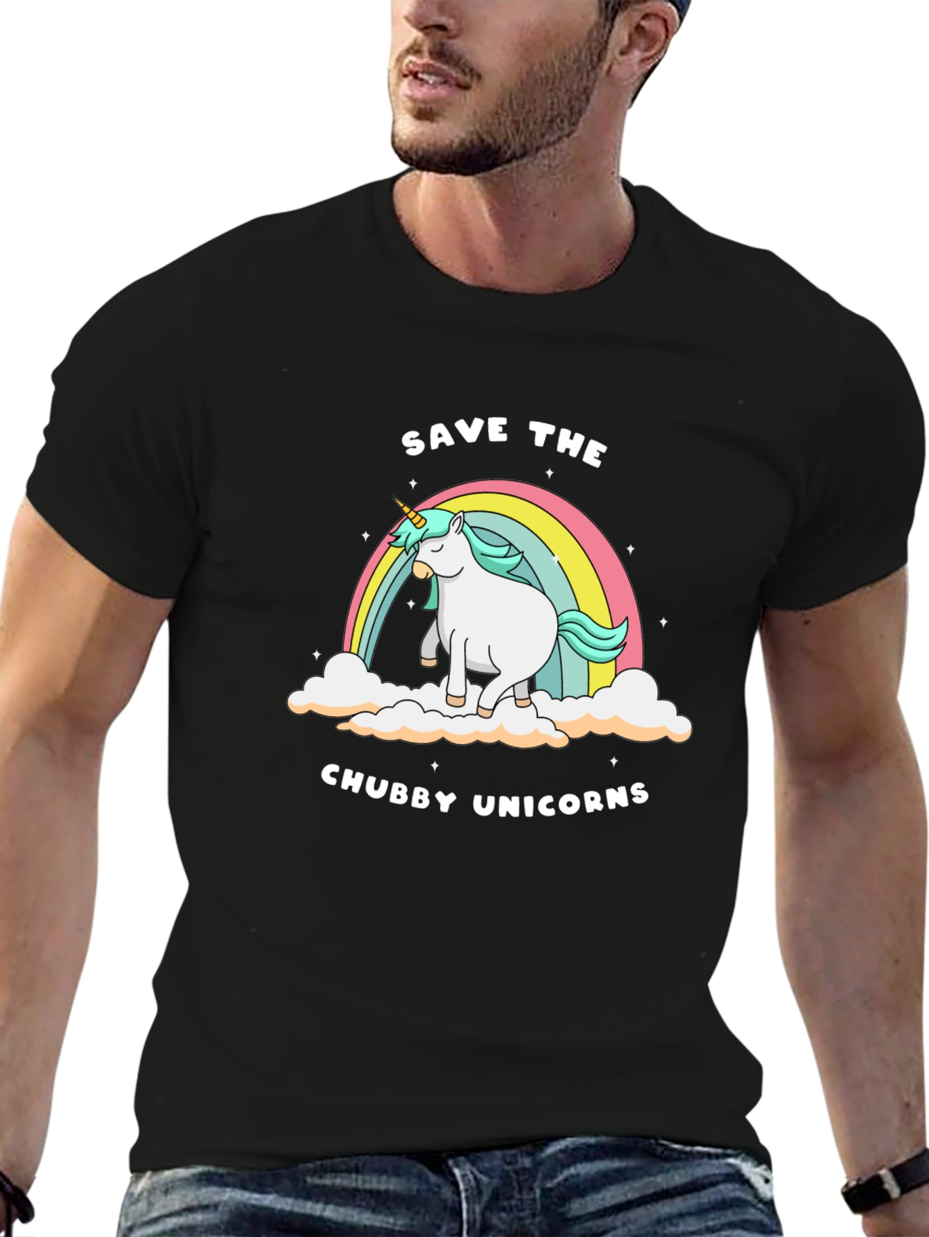 Black Save the Chubby Unicorns Tee view 6