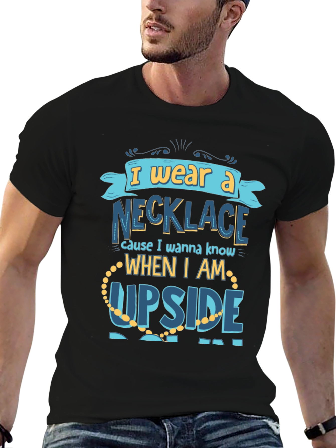 Black Funny Necklace T-Shirt - I Wear A Necklace view 6