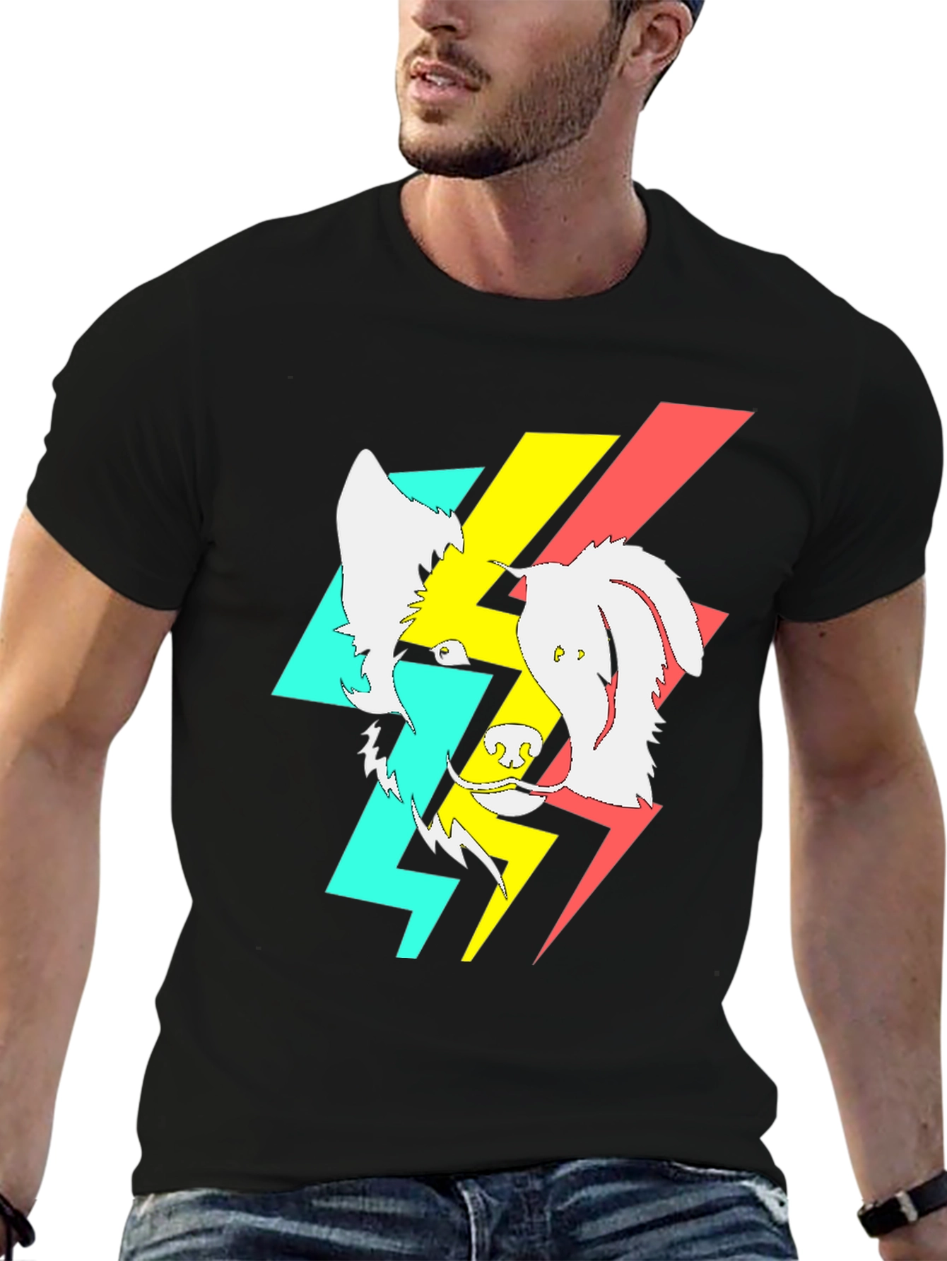 Black Abstract Dog Graphic Black T-Shirt view 6