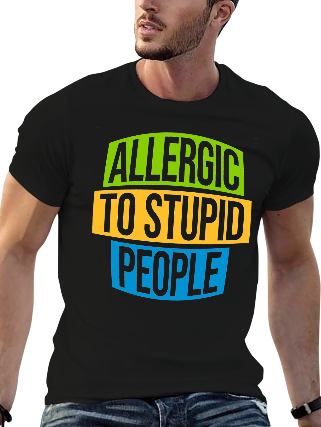 Black Allergic to Stupid People Graphic Tee view 6