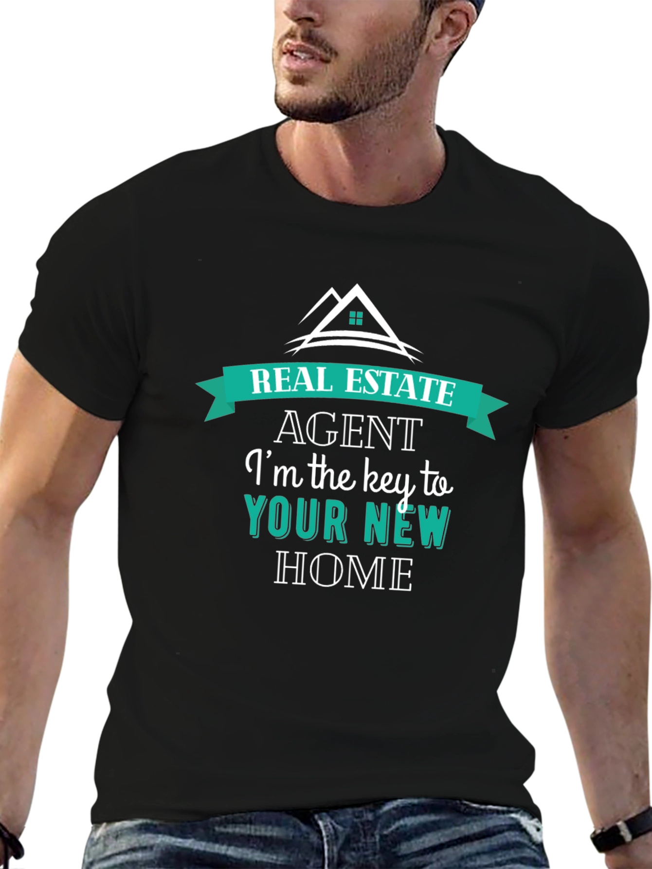 Black Real Estate Agent T-Shirt - Key to Your New Home view 6