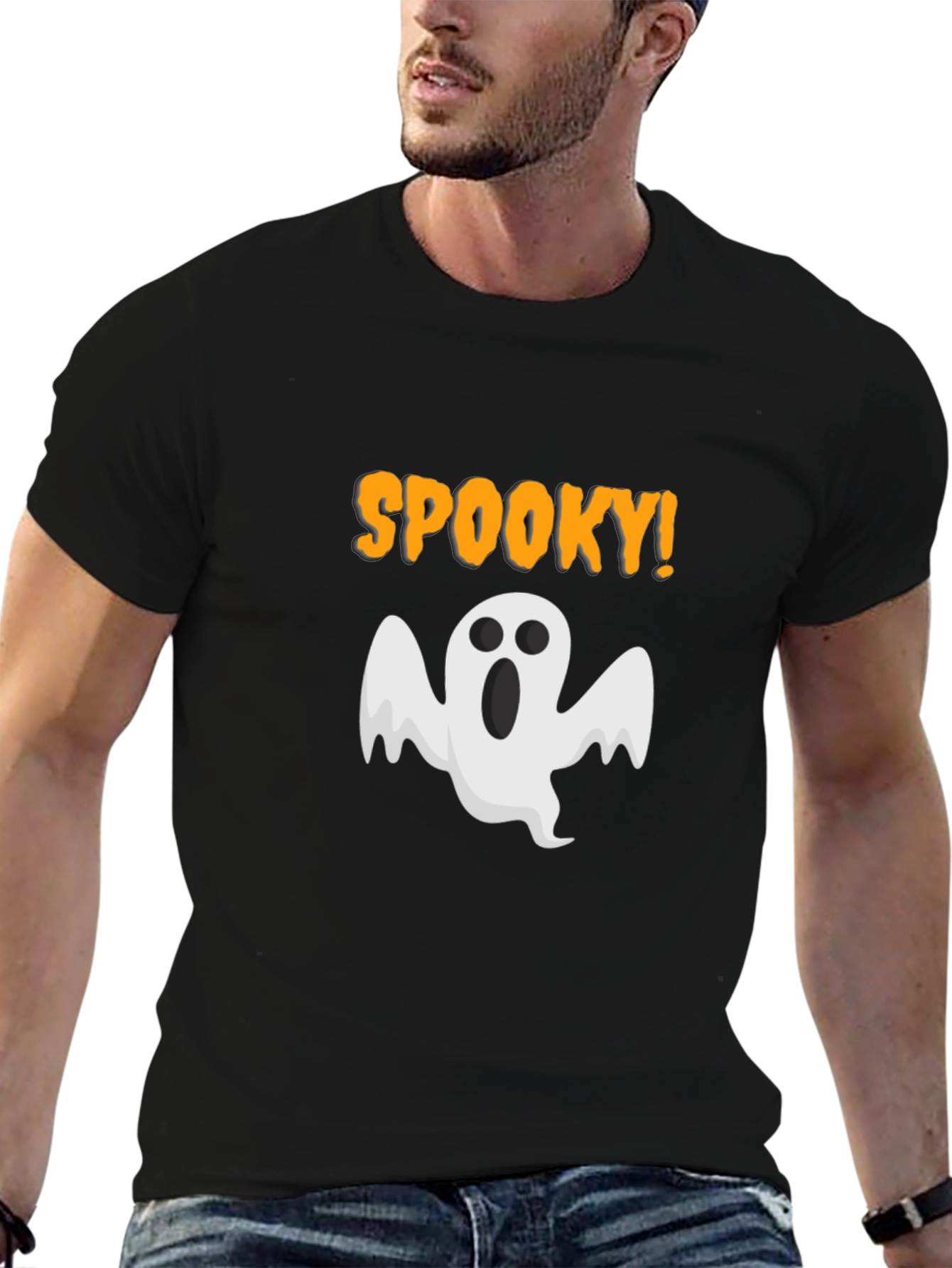 Black Spooky Ghost Graphic T-Shirt - Halloween Tee view 6